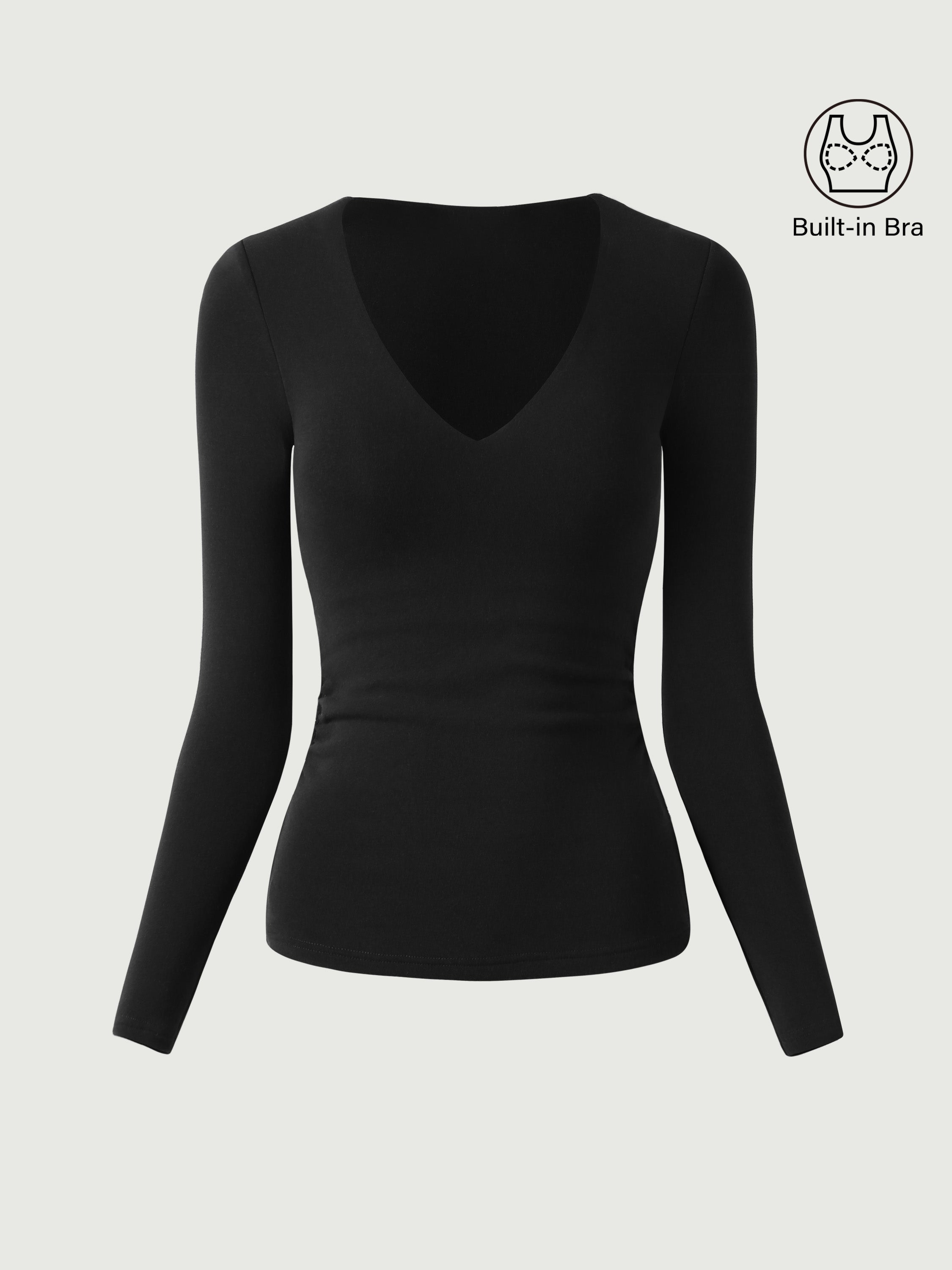 Haut Brami à encolure en V et côtés froncés Eco-Mousse®2.0 Espresso – Femmes > Hauts > Hauts de soutien-gorge | FormaLuxe