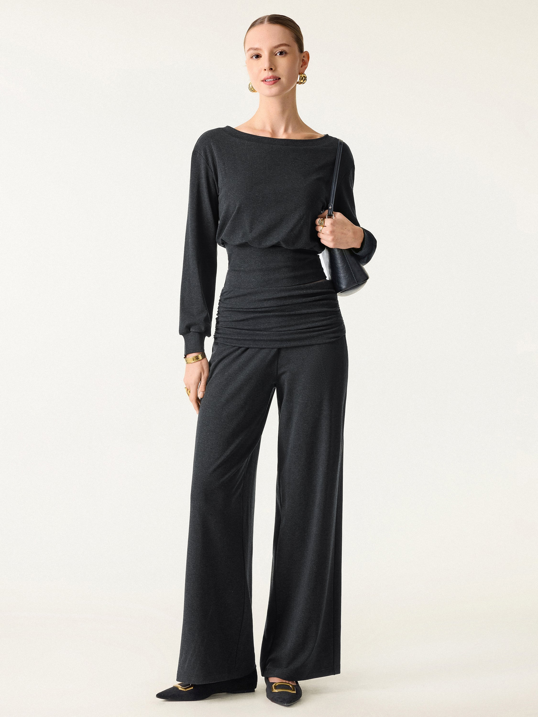 Non-Itchy Wool Blend Boatneck Brami Heather Black – Women > Tops > Bra Tops | FormaLuxe