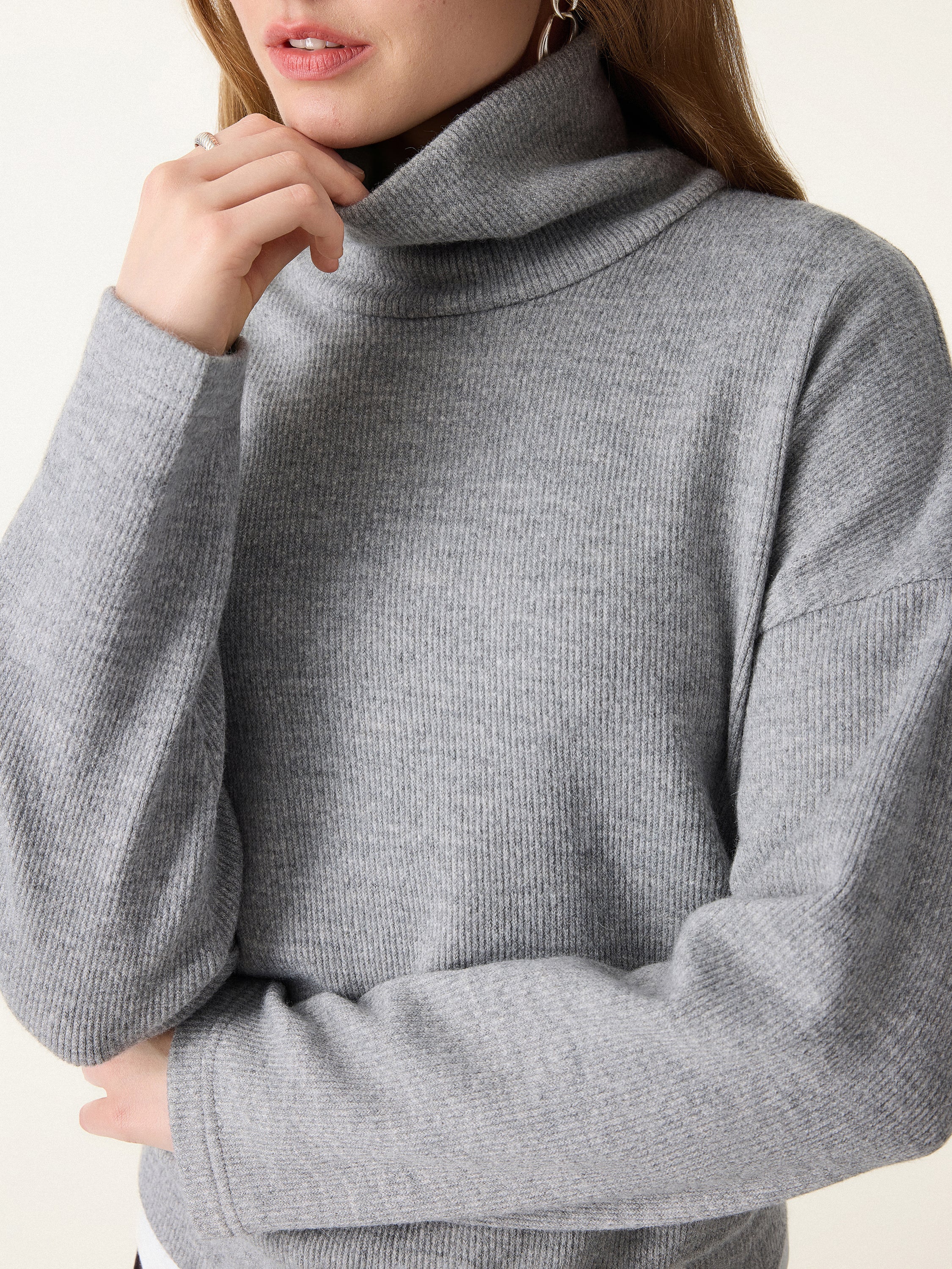 Turtleneck Relaxed Fit Long Sleeve Top Black Chocolate – Women > Tops > Shirts&Tops | FormaLuxe