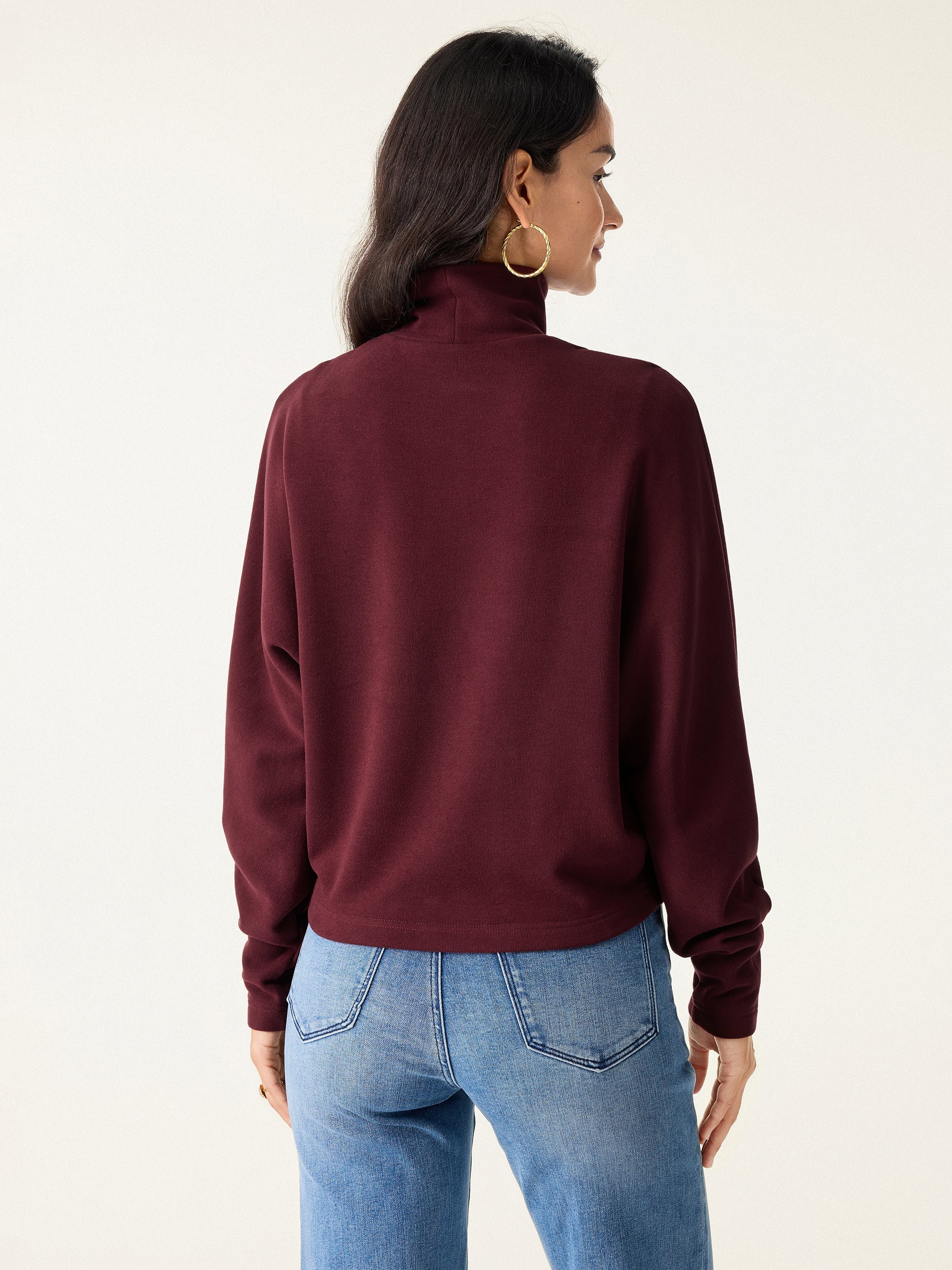Cozy Warm Turtleneck Batwing Sleeve Brami Ruby Red – Women > Tops > Bra Tops | FormaLuxe