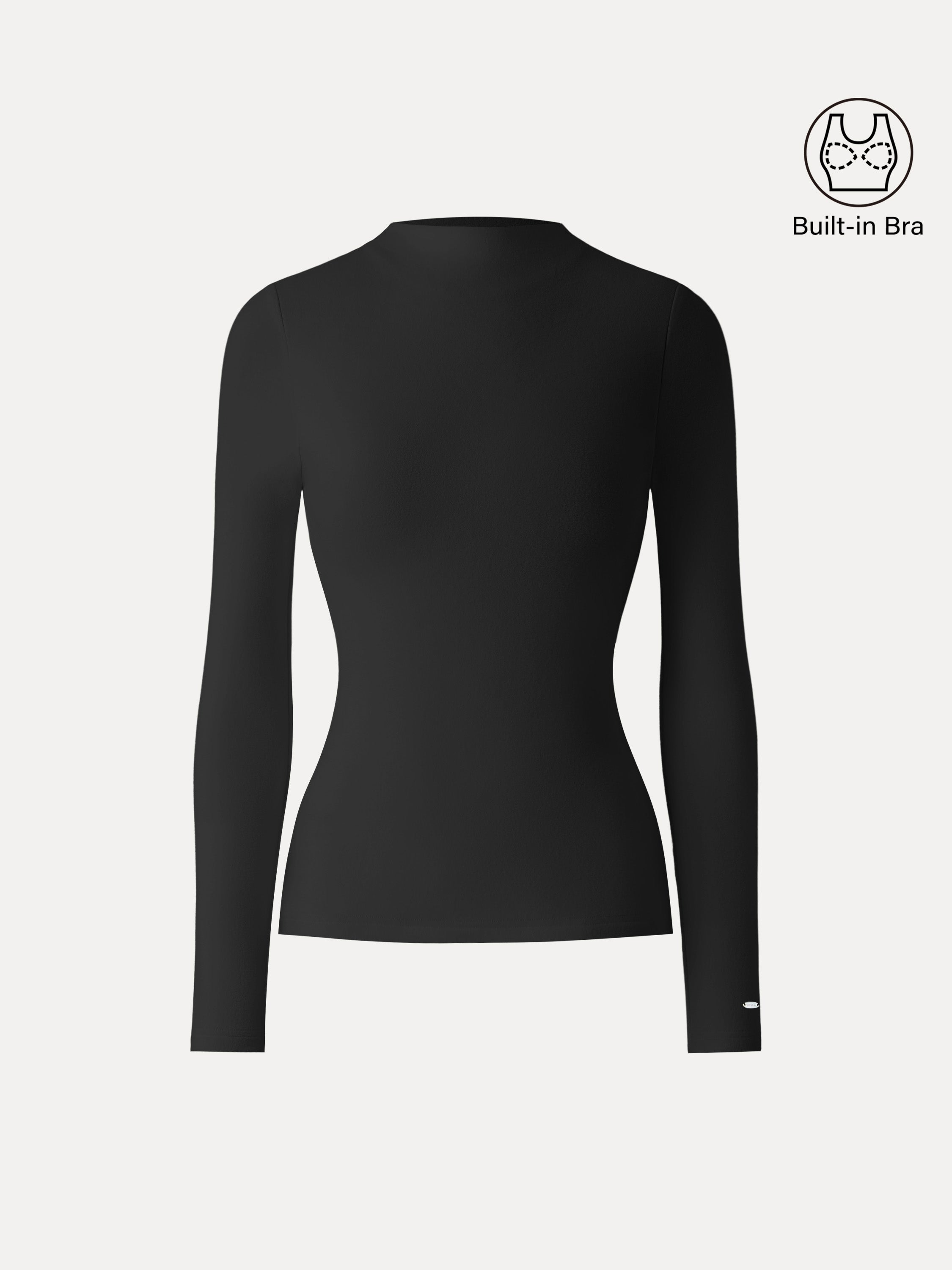 MaxWarm Brushed Mockneck Long Sleeve Brami White – Women > Tops > Bra Tops | FormaLuxe