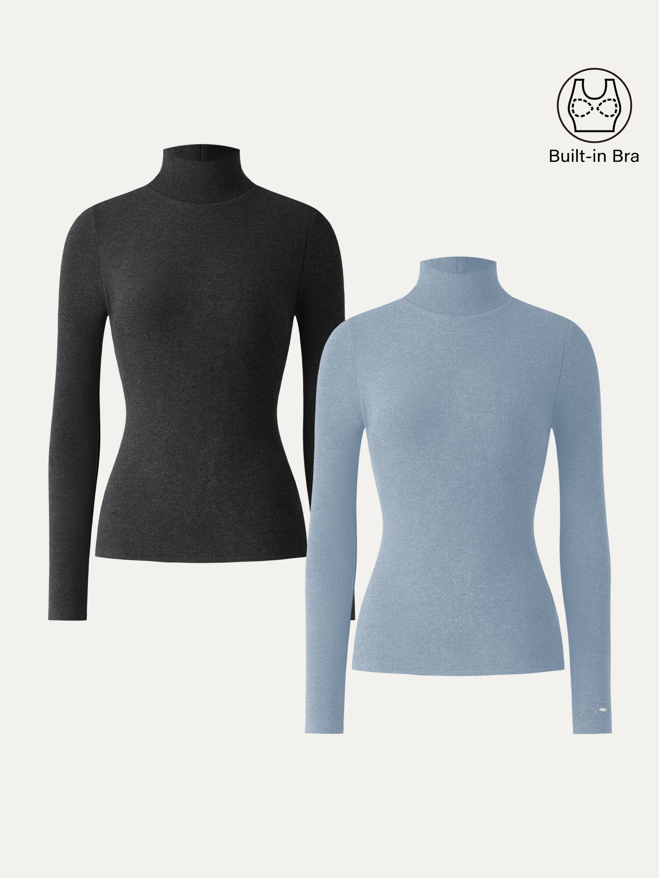 MaxWarm Turtleneck Long Sleeve Brami Heather Black – Women > Tops > Bra Tops | FormaLuxe