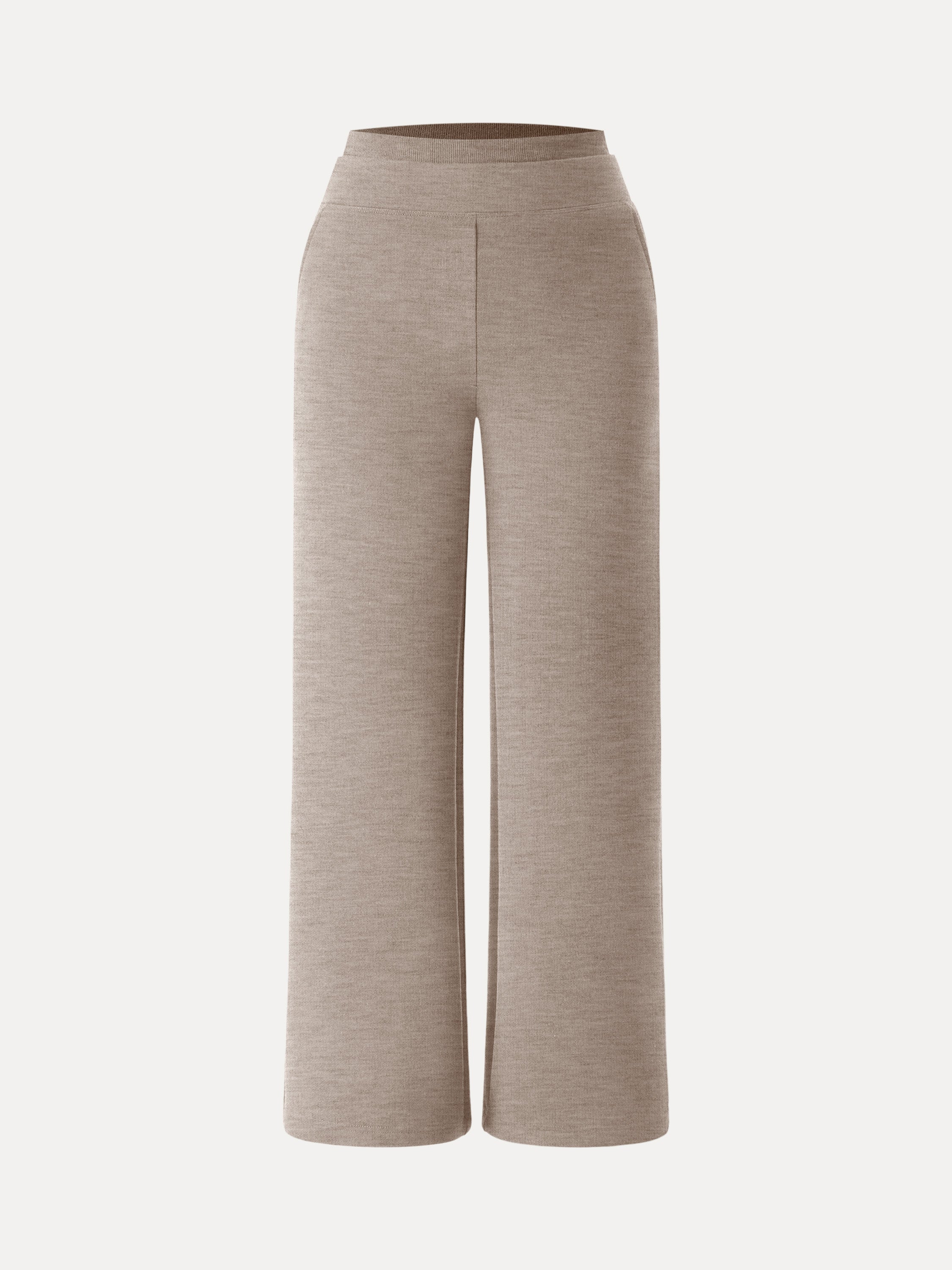 Double Waistband Straight Leg Pants with Pockets Heather Taupe – Women > Bottoms > Pants | FormaLuxe
