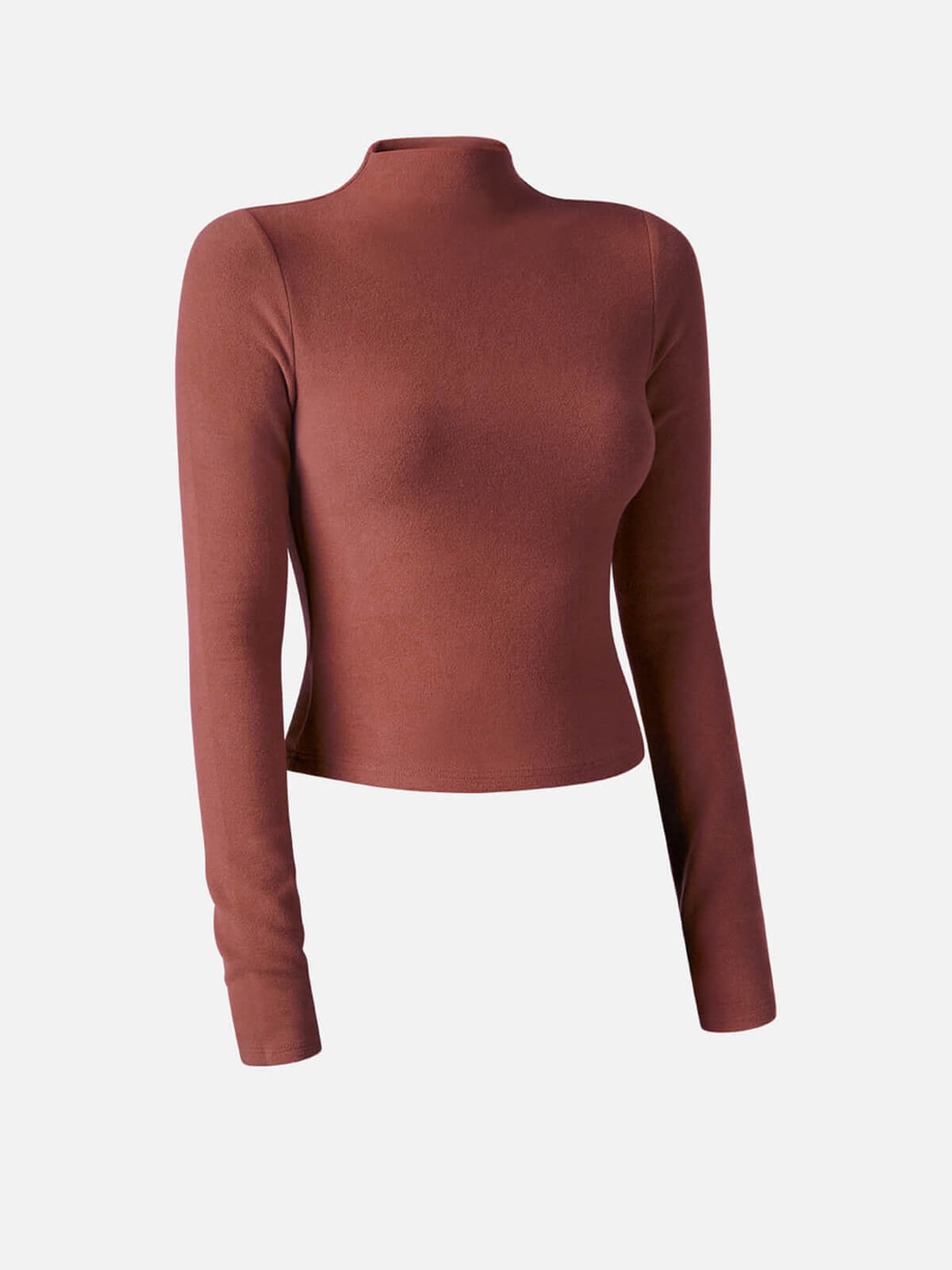 Haut court thermique brossé à col montant Eco-Mousse™ Argile de Géorgie – Women > Tops > Shirts&Tops | FormaLuxe