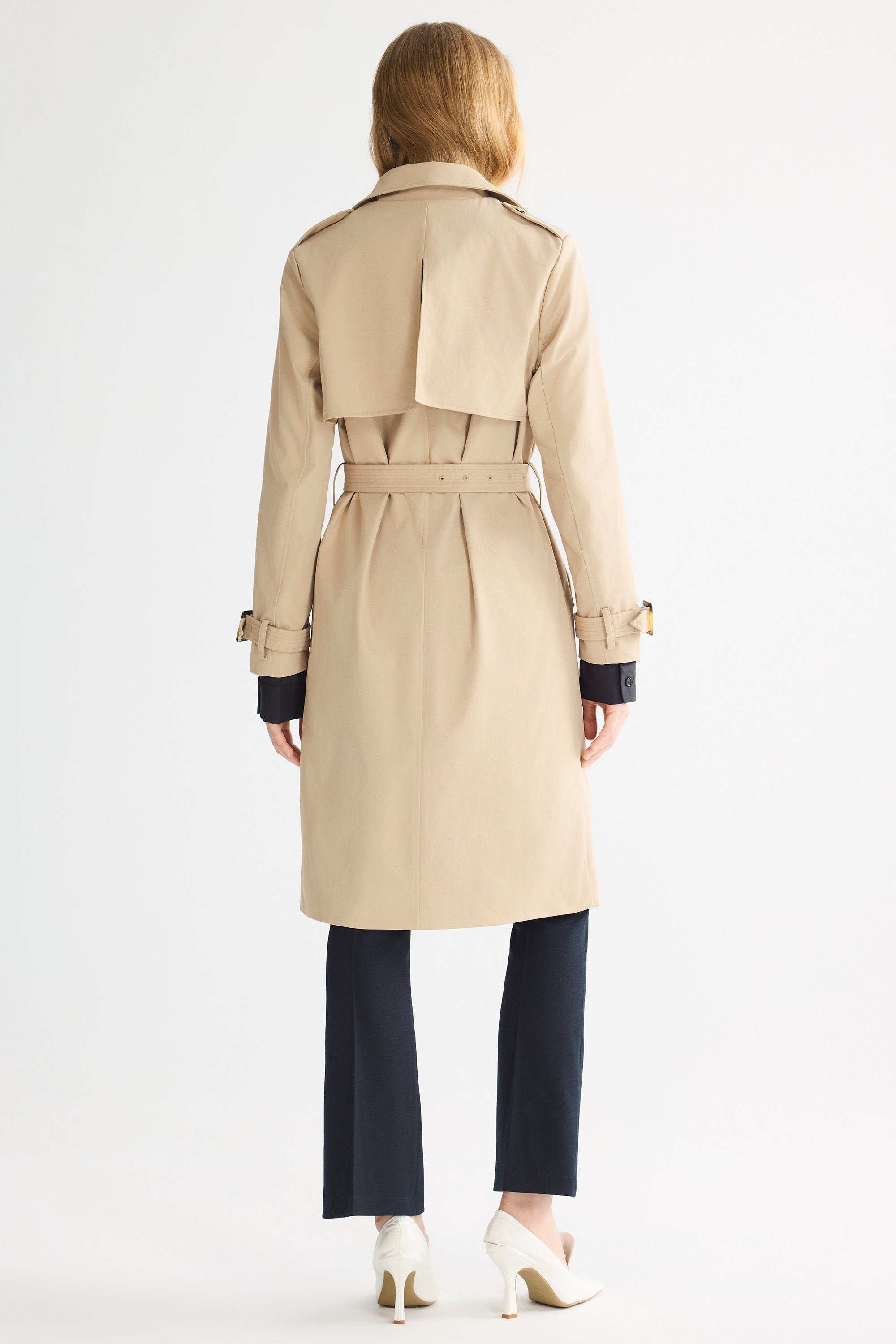 Hudson Belted Trench Coat Frosted Almond – Trench Coats | FormaLuxe