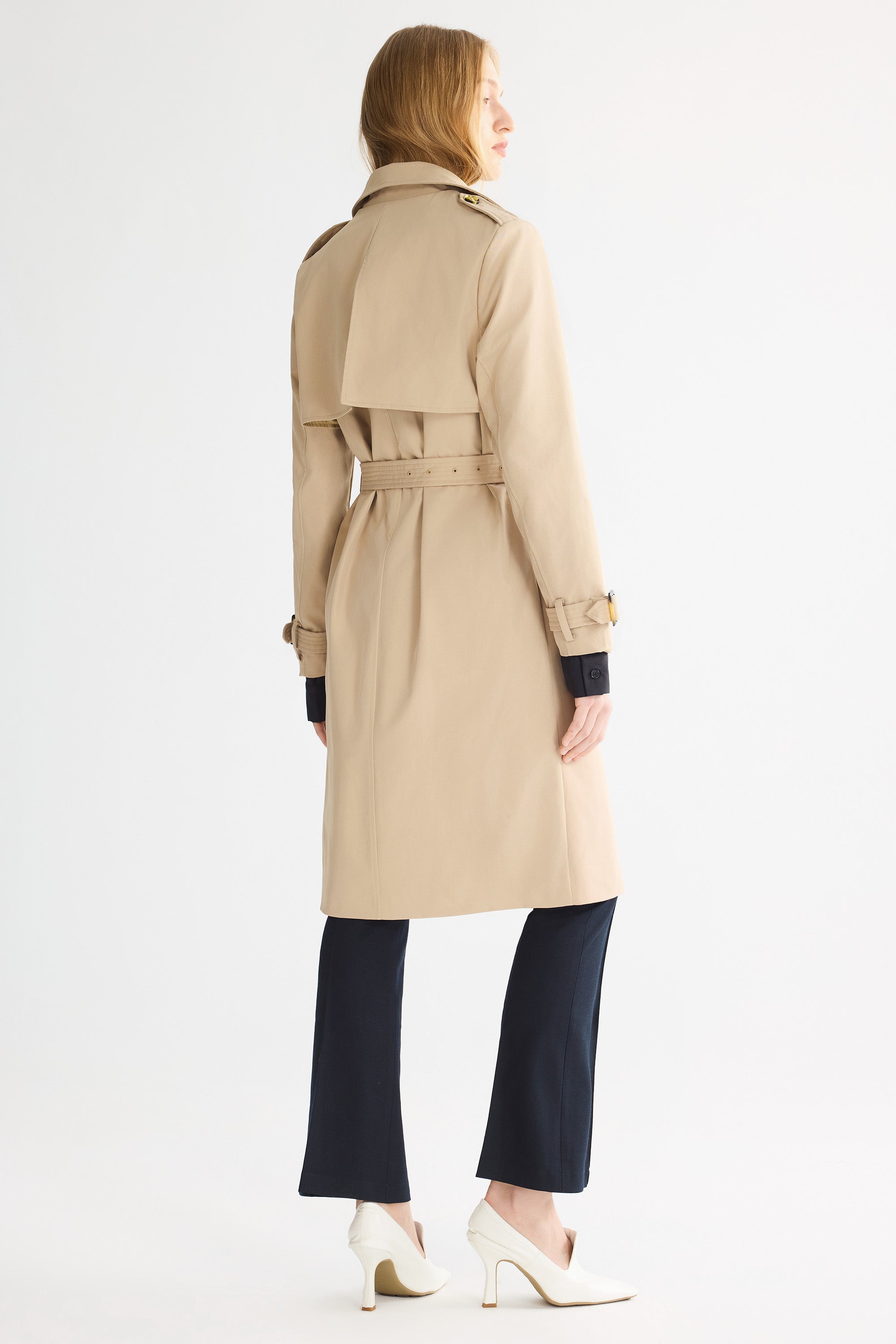 Hudson Belted Trench Coat Frosted Almond – Trench Coats | FormaLuxe