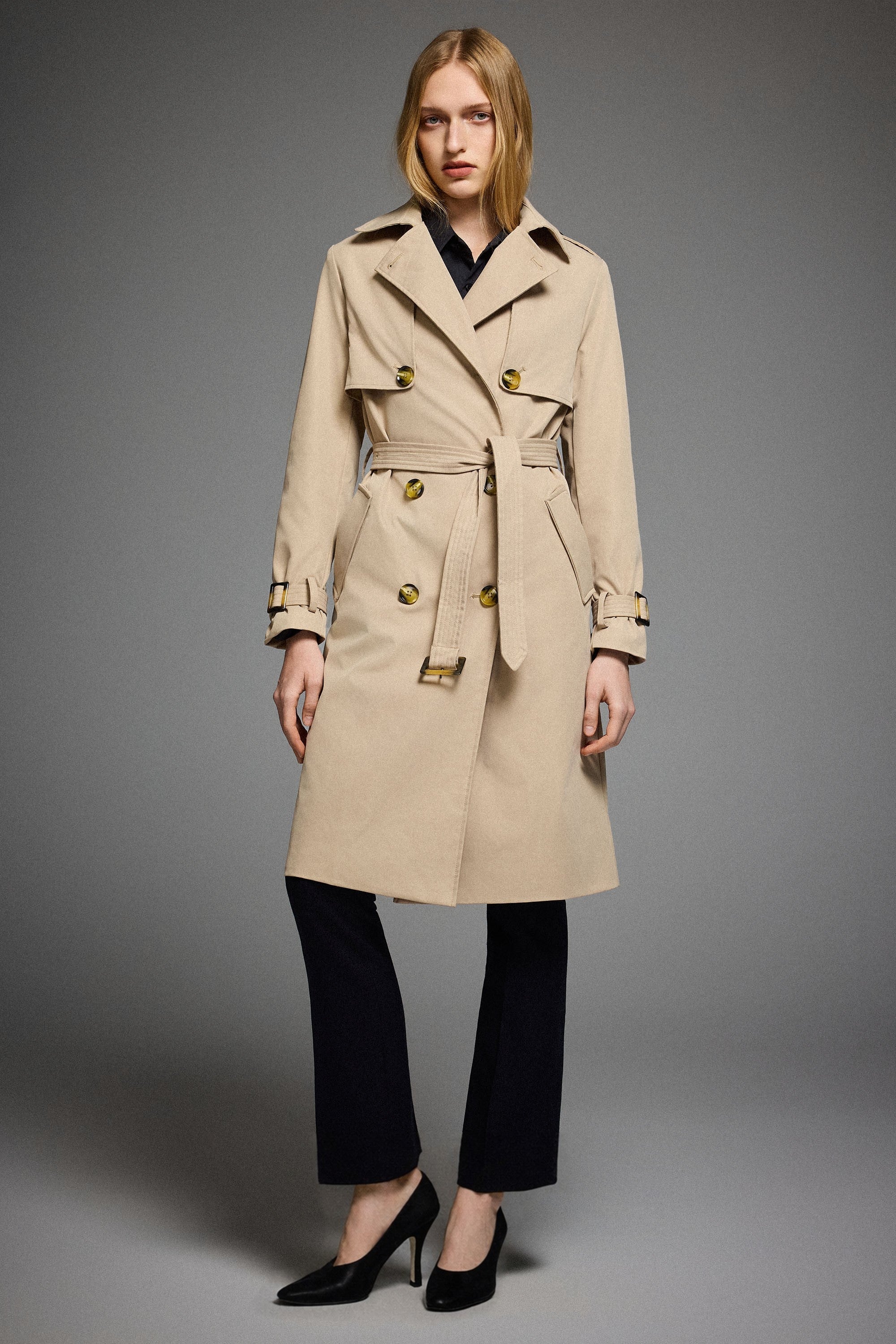 Hudson Belted Trench Coat Frosted Almond – Trench Coats | FormaLuxe
