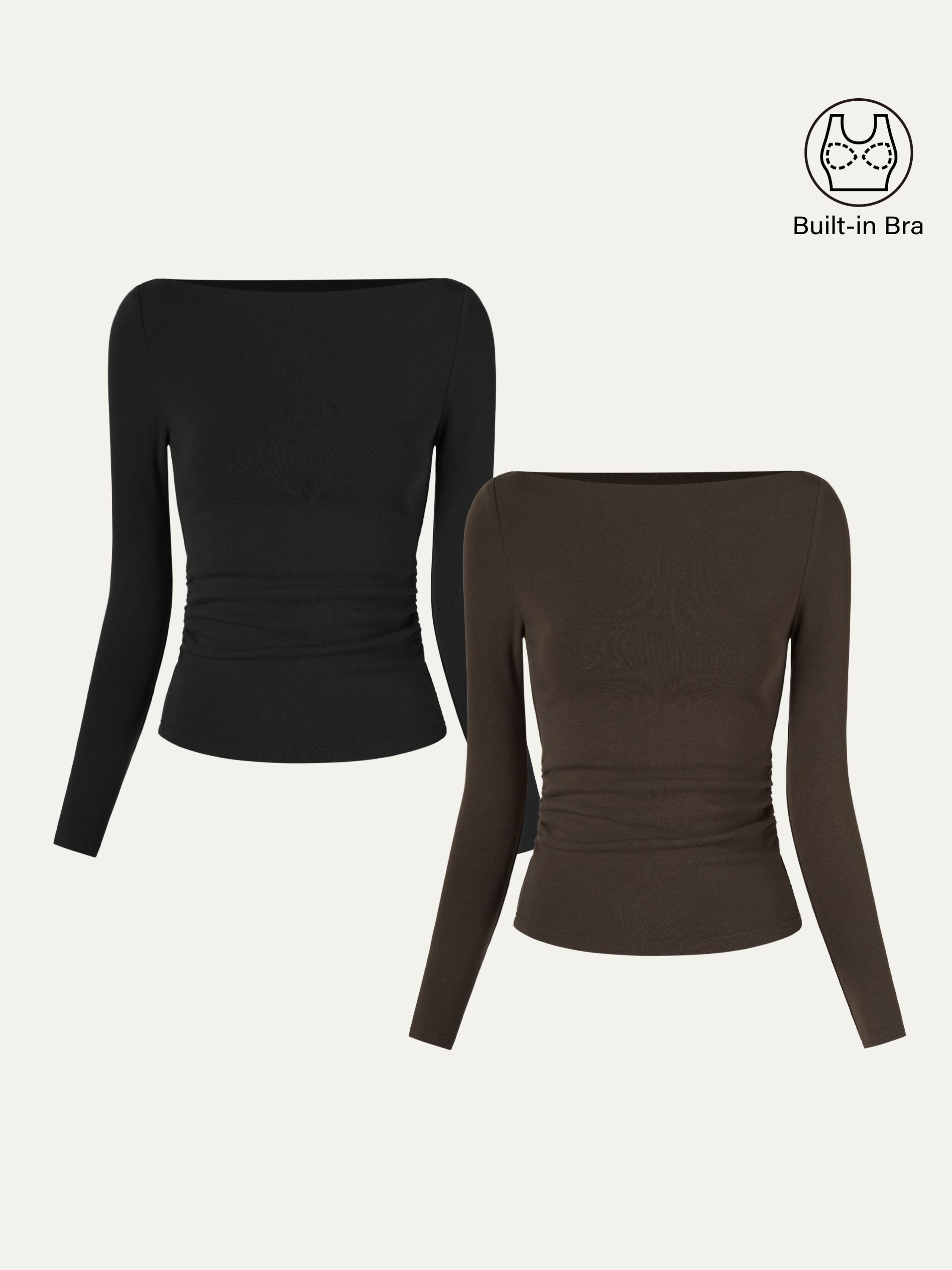 2Pcs Set Modern Side Ruched Boatneck Brami Top Morning Mist/Sea Glass – Women > Bundles&Sets > Bundles | FormaLuxe