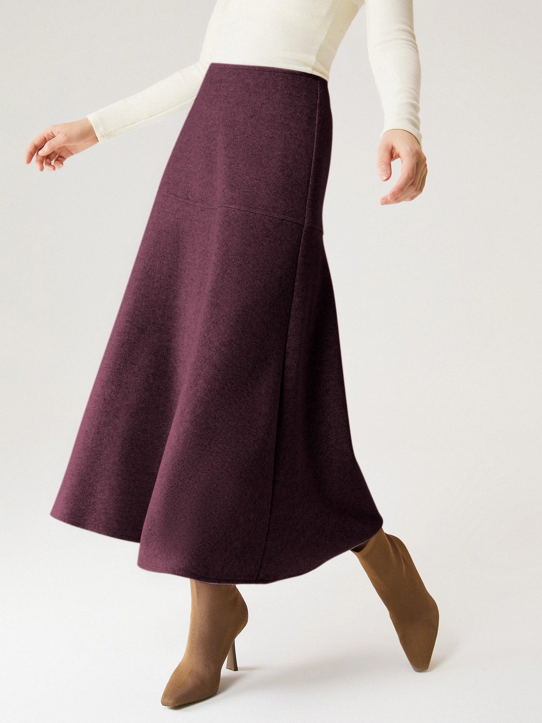 Jupe maxi évasée façon cachemire Ruby – Femmes > Bas > Jupes | FormaLuxe