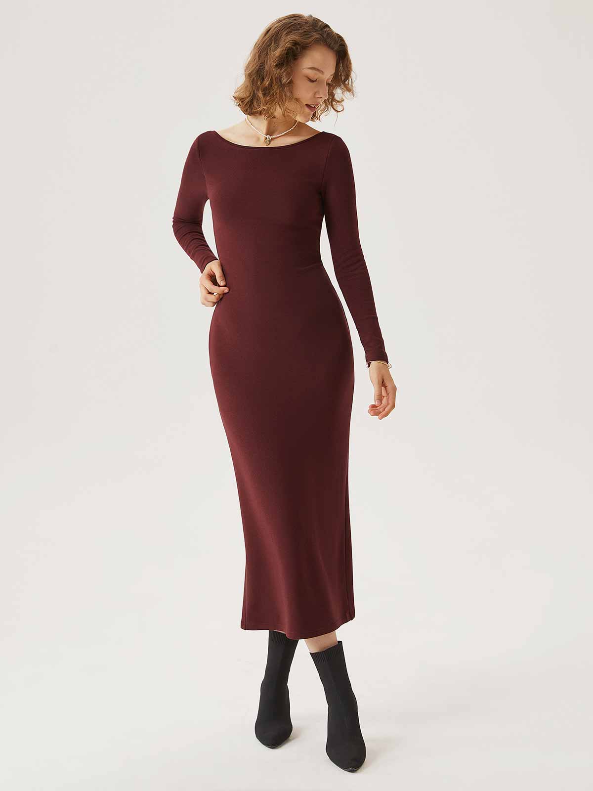 Robe midi Brami à dos ouvert Eco-Mousse® Black – Femmes > Robes > Robes midi | FormaLuxe