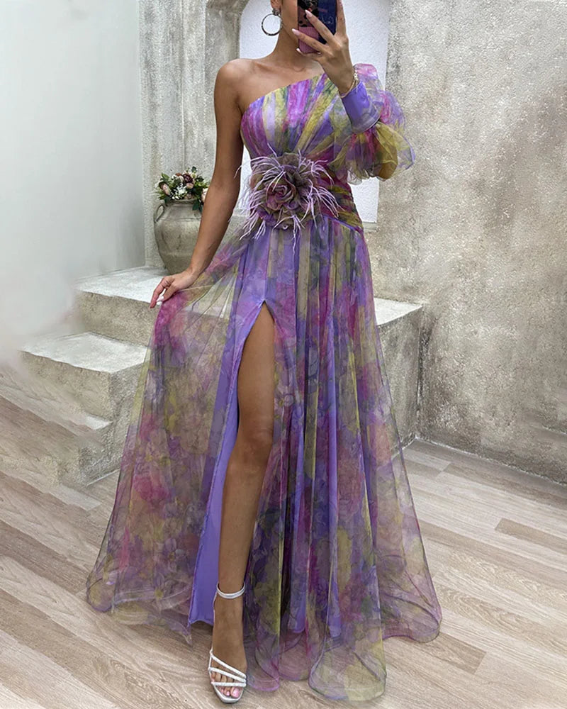 Ava | Elegant Split Dress Purple | FormaLuxe