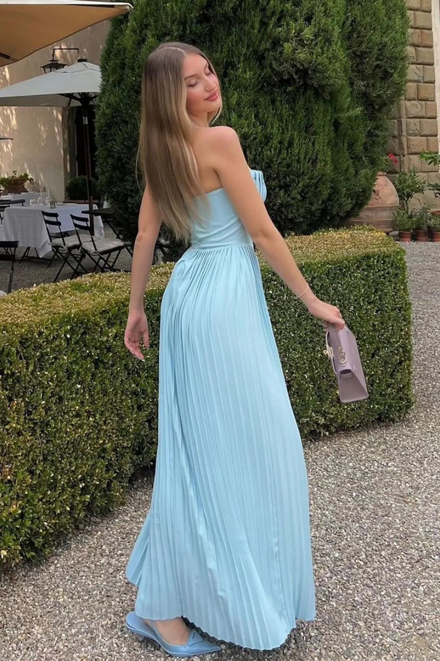 Cora | Trägerloses Maxikleid Blau | FormaLuxe