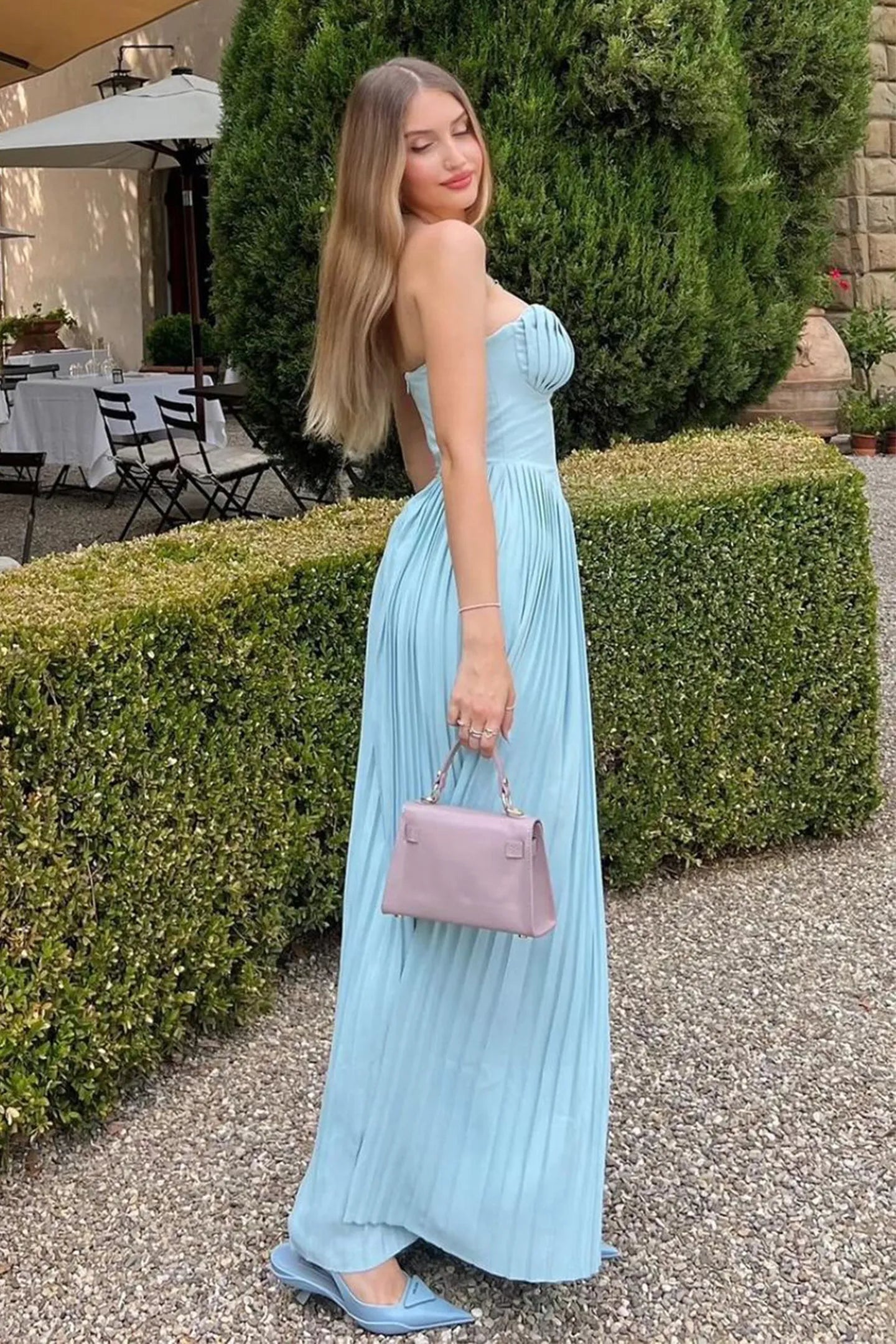 Cora | Trägerloses Maxikleid Blau | FormaLuxe