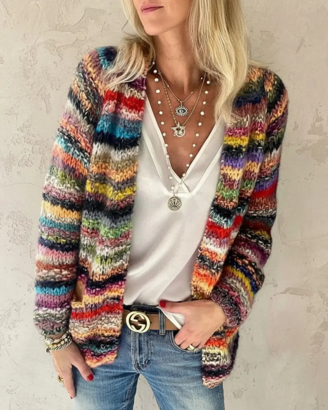 Colorburst Cardigan Red | FormaLuxe