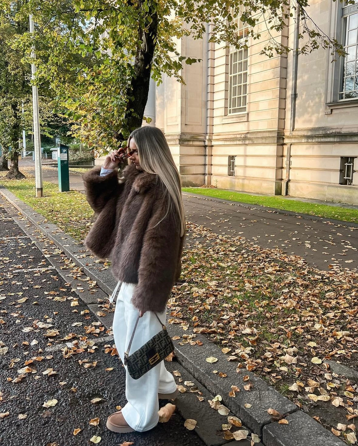 Kataleya | Cropped Oversized Faux Fur Coat Dark Brown | FormaLuxe