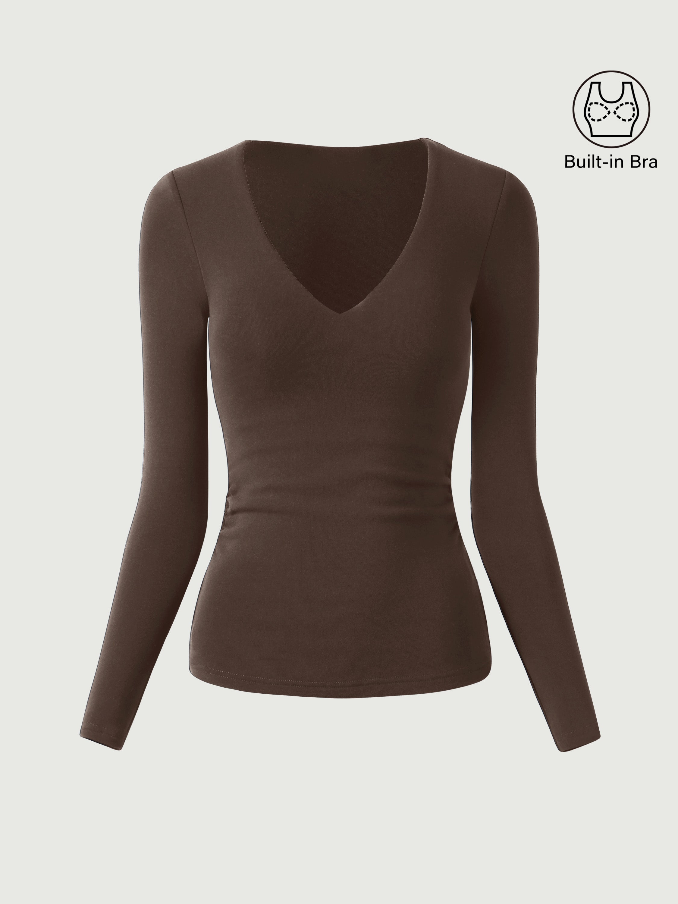 Haut Brami à encolure en V et côtés froncés Eco-Mousse®2.0 Espresso – Femmes > Hauts > Hauts de soutien-gorge | FormaLuxe