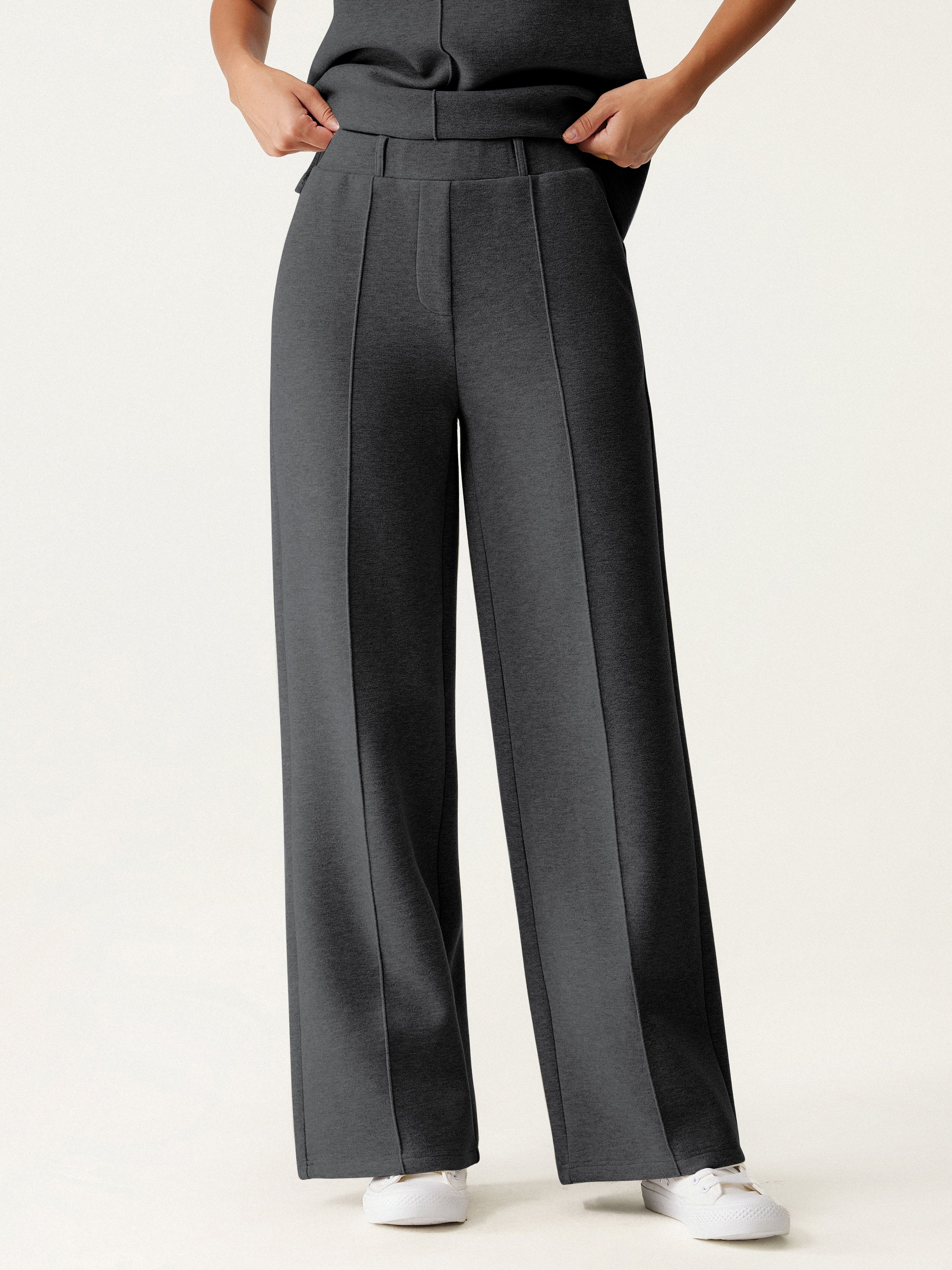 High Waisted Straight Leg Pull On Pant Heather Morganite – Women > Bottoms > Pants | FormaLuxe