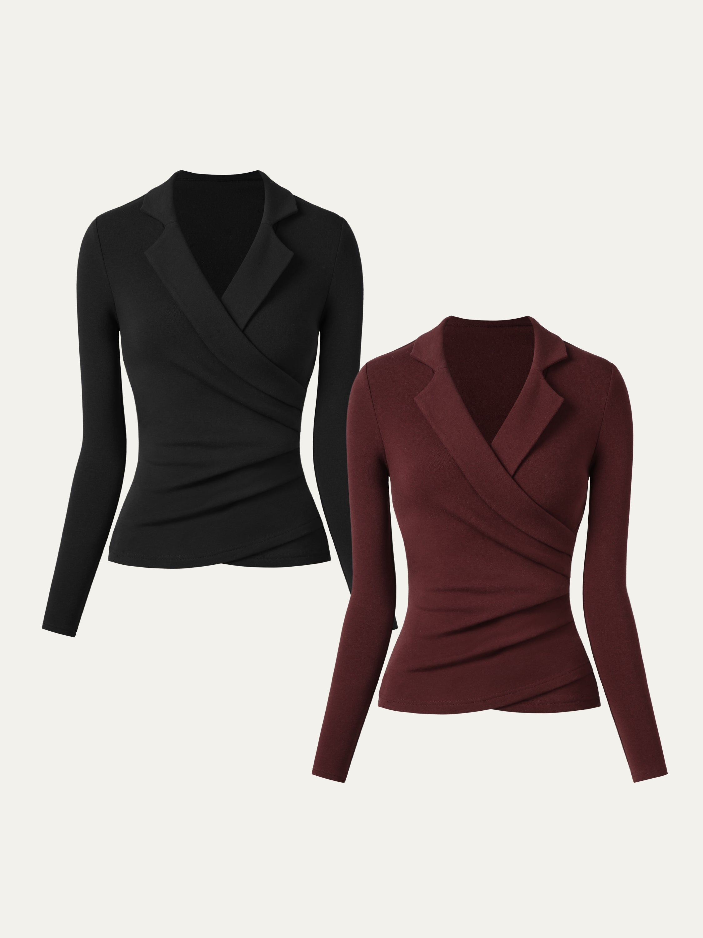 2-Piece Set Collared Surplice Top