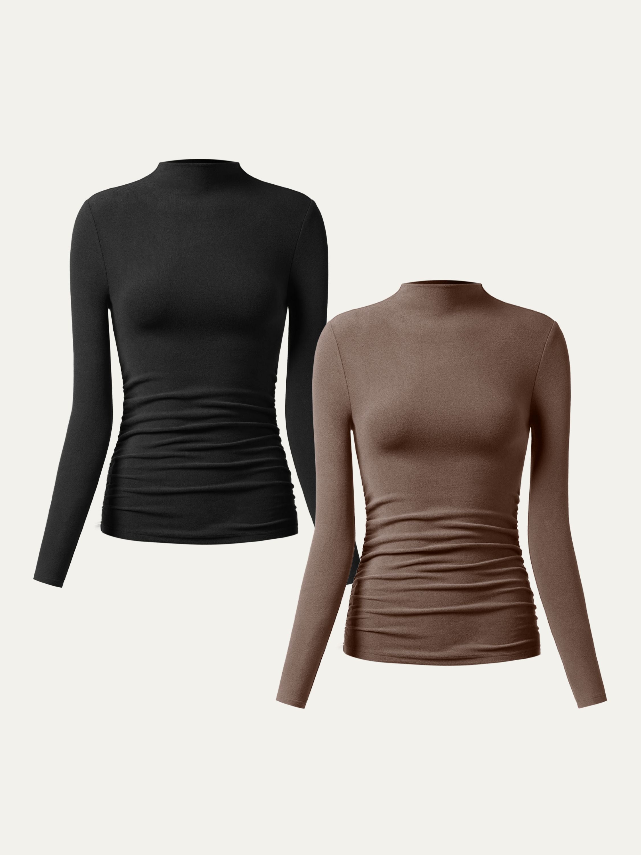 Top à col montant et côtés froncés Eco-Mousse® Off White – Femmes > Hauts > Chemises&Hauts | FormaLuxe
