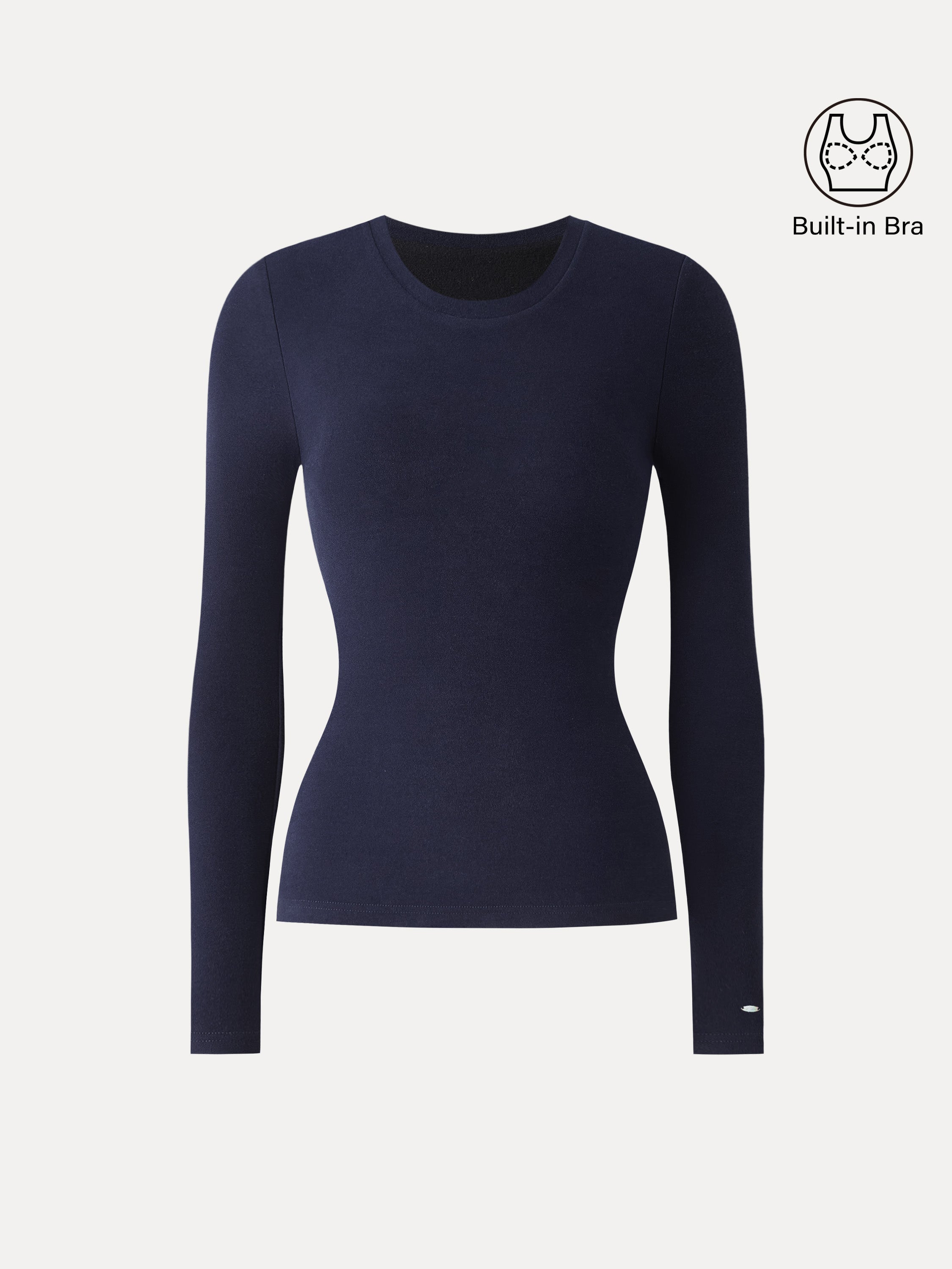 MaxWarm Crewneck Long Sleeve Brami Smoky Navy – Women > Tops > Bra Tops | FormaLuxe