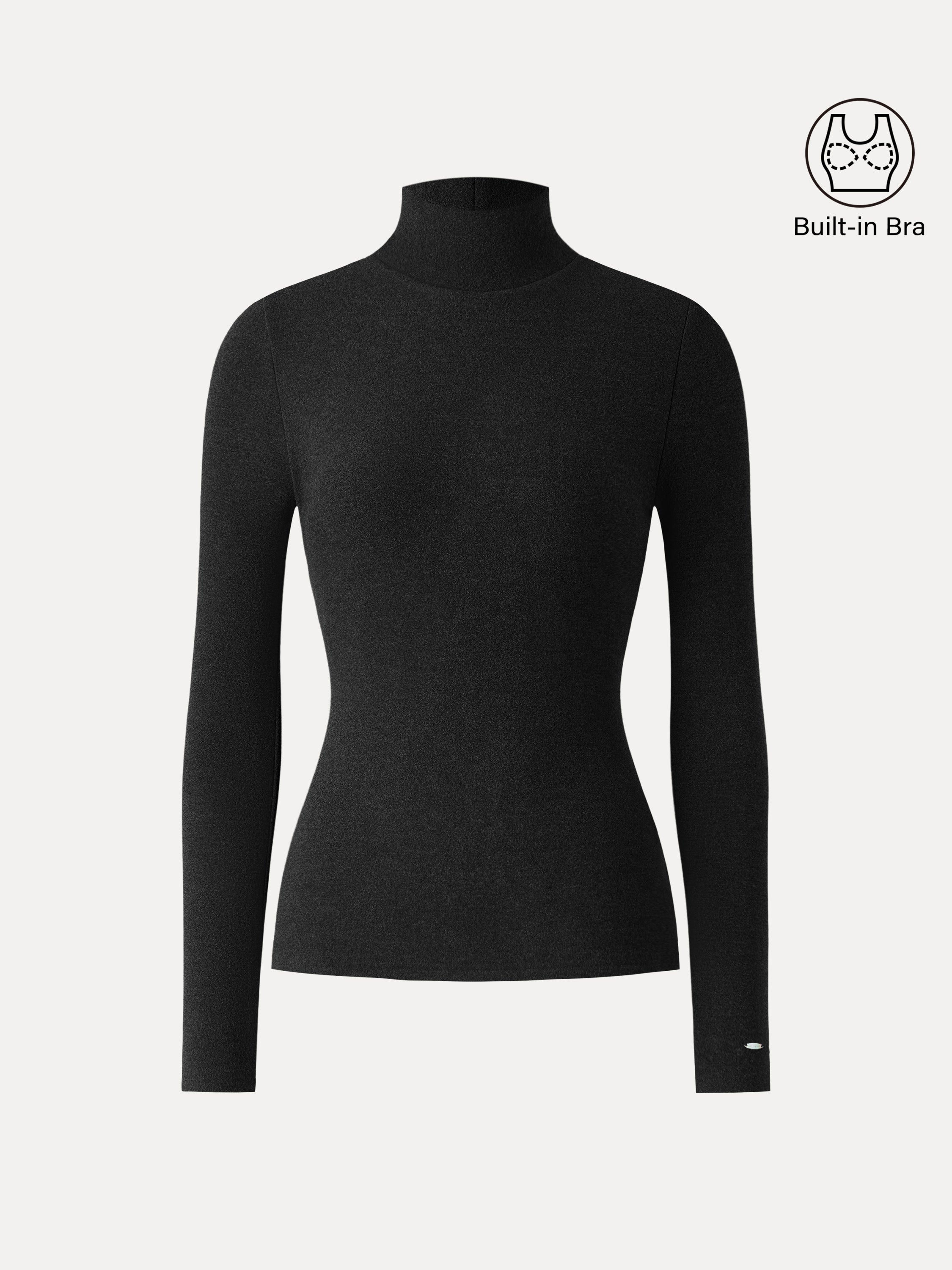MaxWarm Turtleneck Long Sleeve Brami Heather Black – Women > Tops > Bra Tops | FormaLuxe