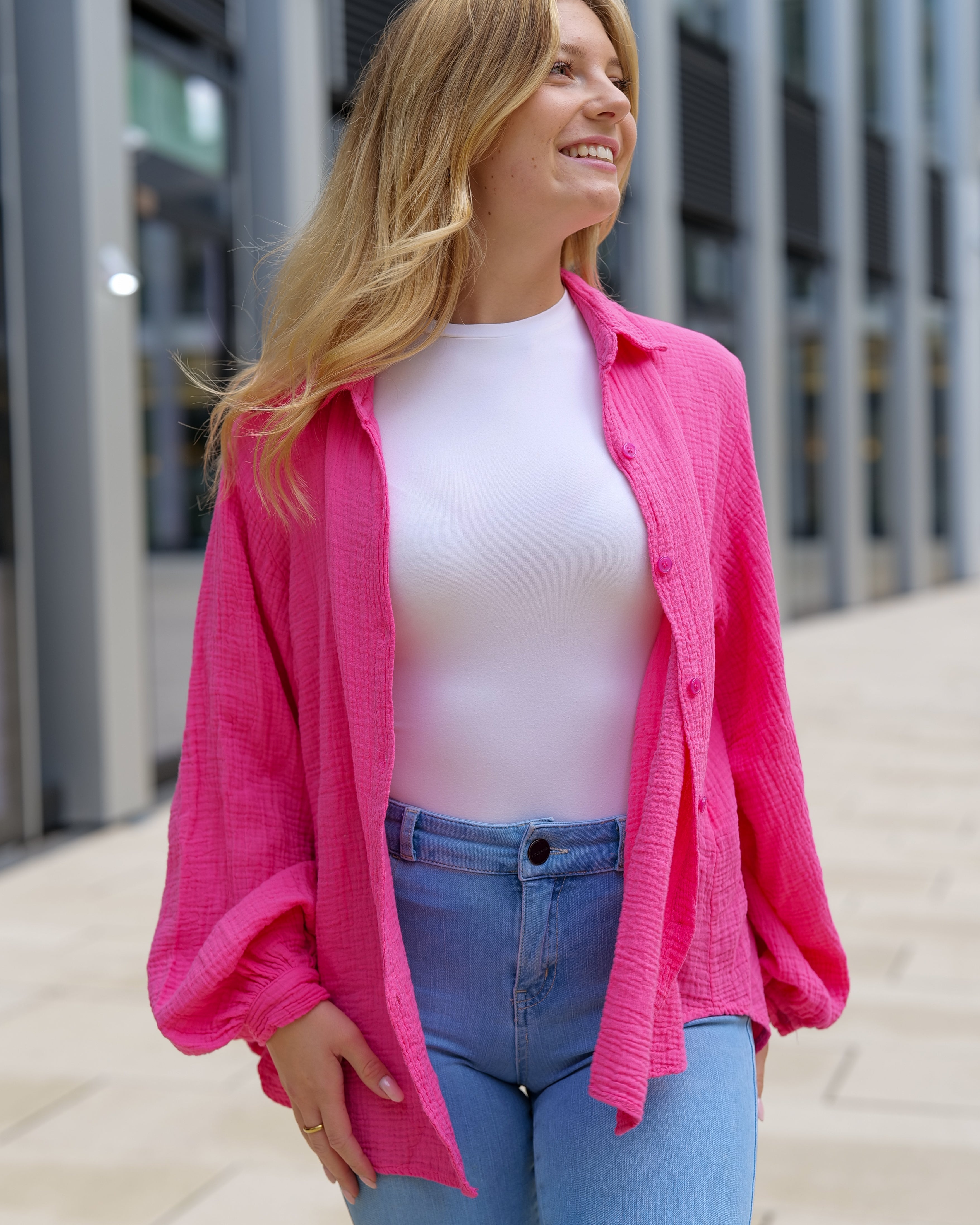 Musselin Bluse | Stella Weiß Rot – Oberteil | FormaLuxe