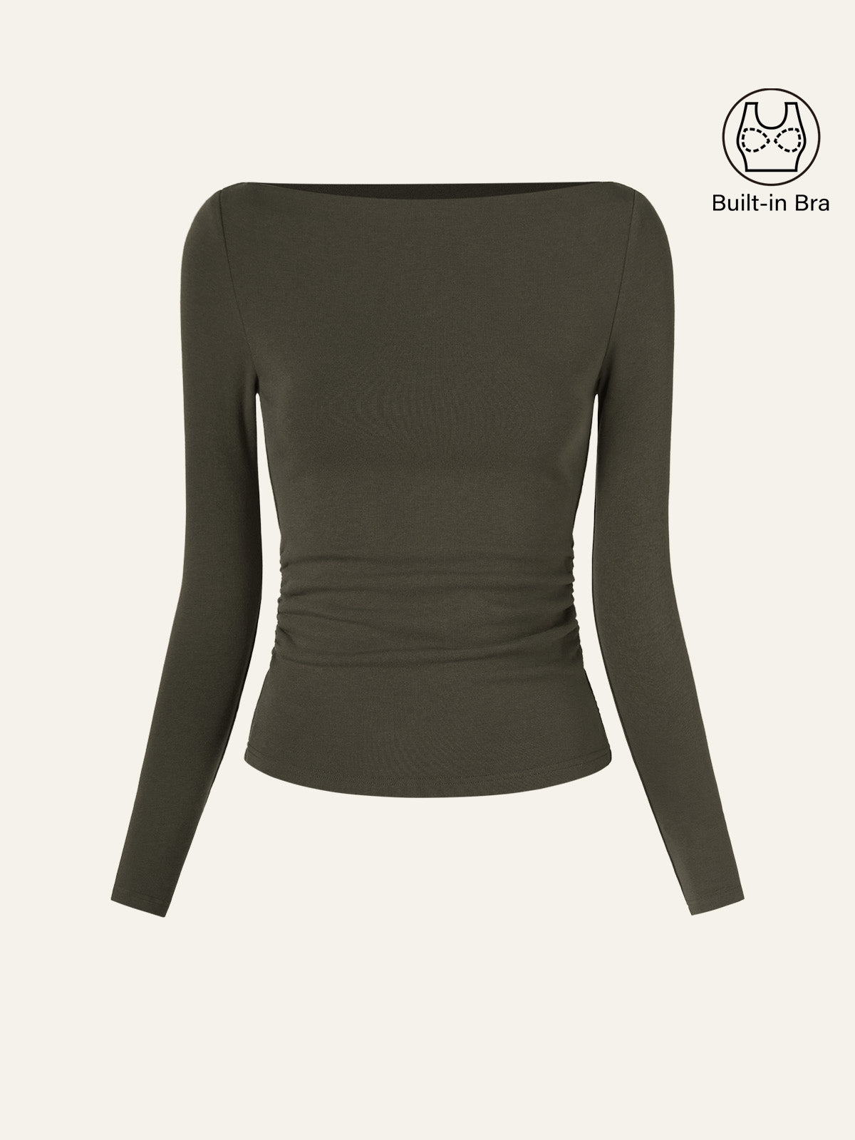 Modern Side Ruched Boatneck Brami Top Sea Glass – Women > Tops > Bra Tops | FormaLuxe