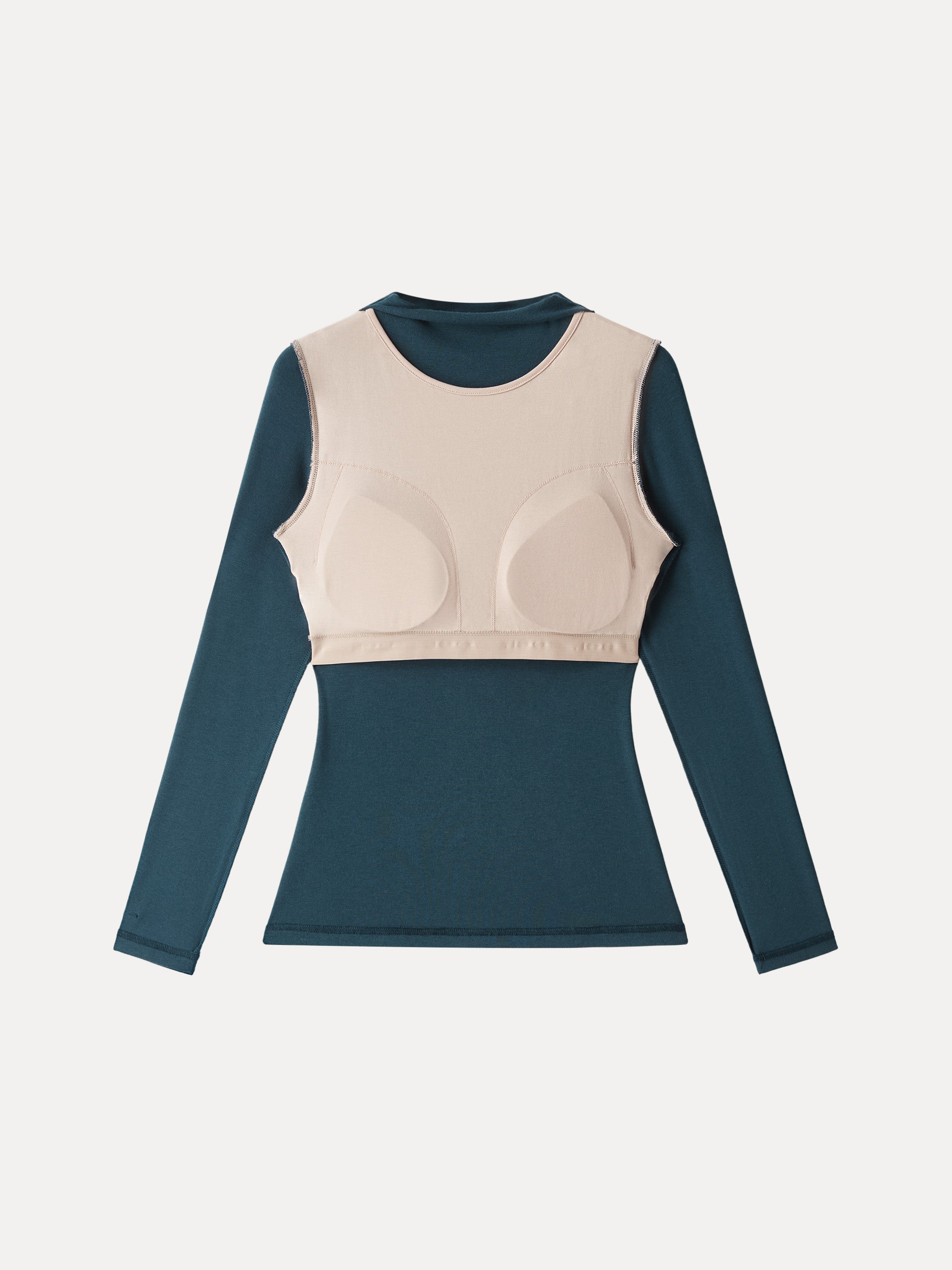 LiteWarm Mockneck Long Sleeve Brami Forest Night – Women > Tops > Bra Tops | FormaLuxe