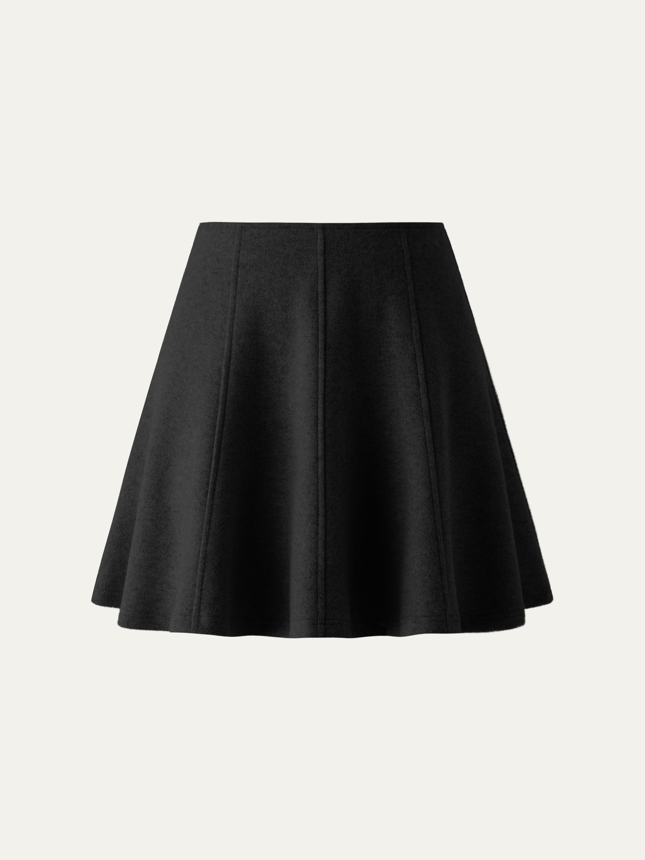 High Waisted Flare Hem Mini Skirt Heather Oatmeal – Women > Bottoms > Skirts | FormaLuxe