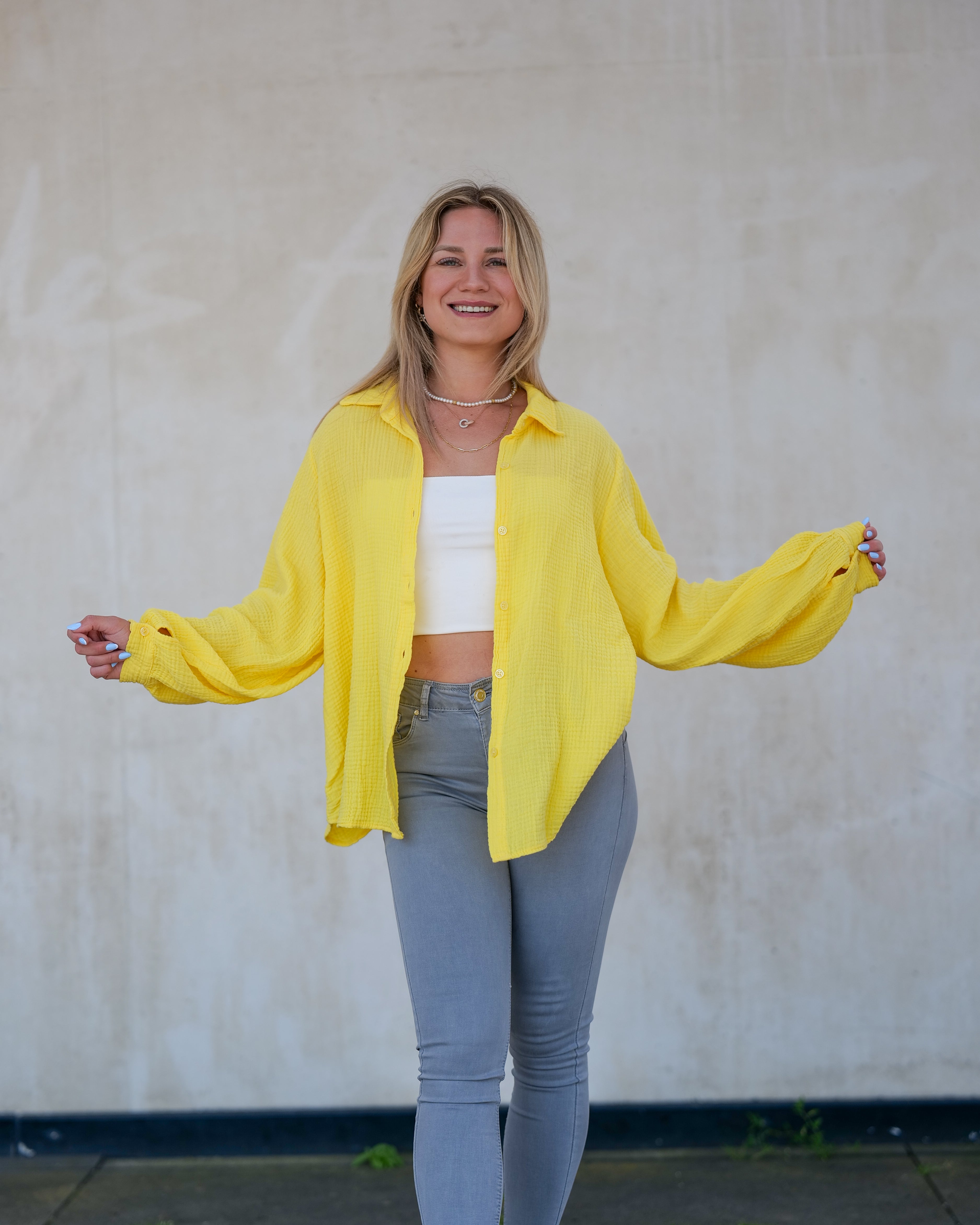 Musselin Bluse | Stella Weiß Rot – Oberteil | FormaLuxe