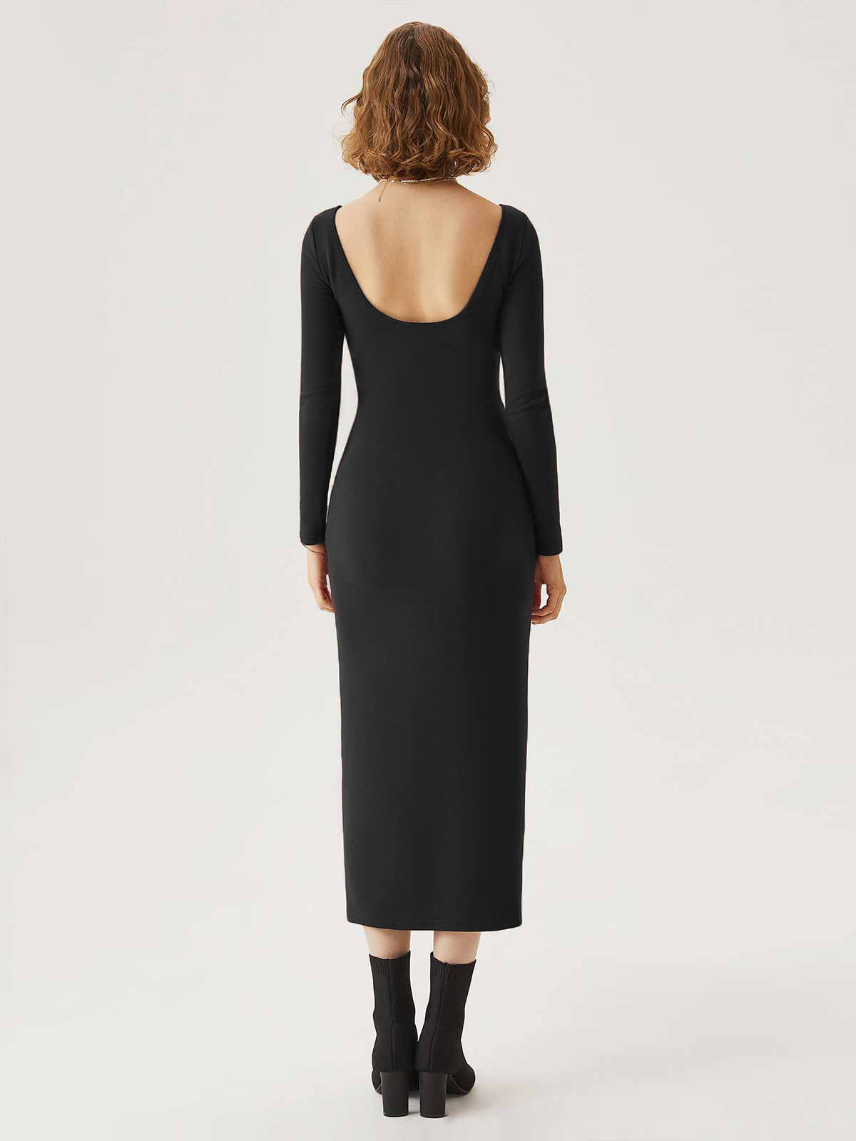 Robe midi Brami à dos ouvert Eco-Mousse® Black – Femmes > Robes > Robes midi | FormaLuxe