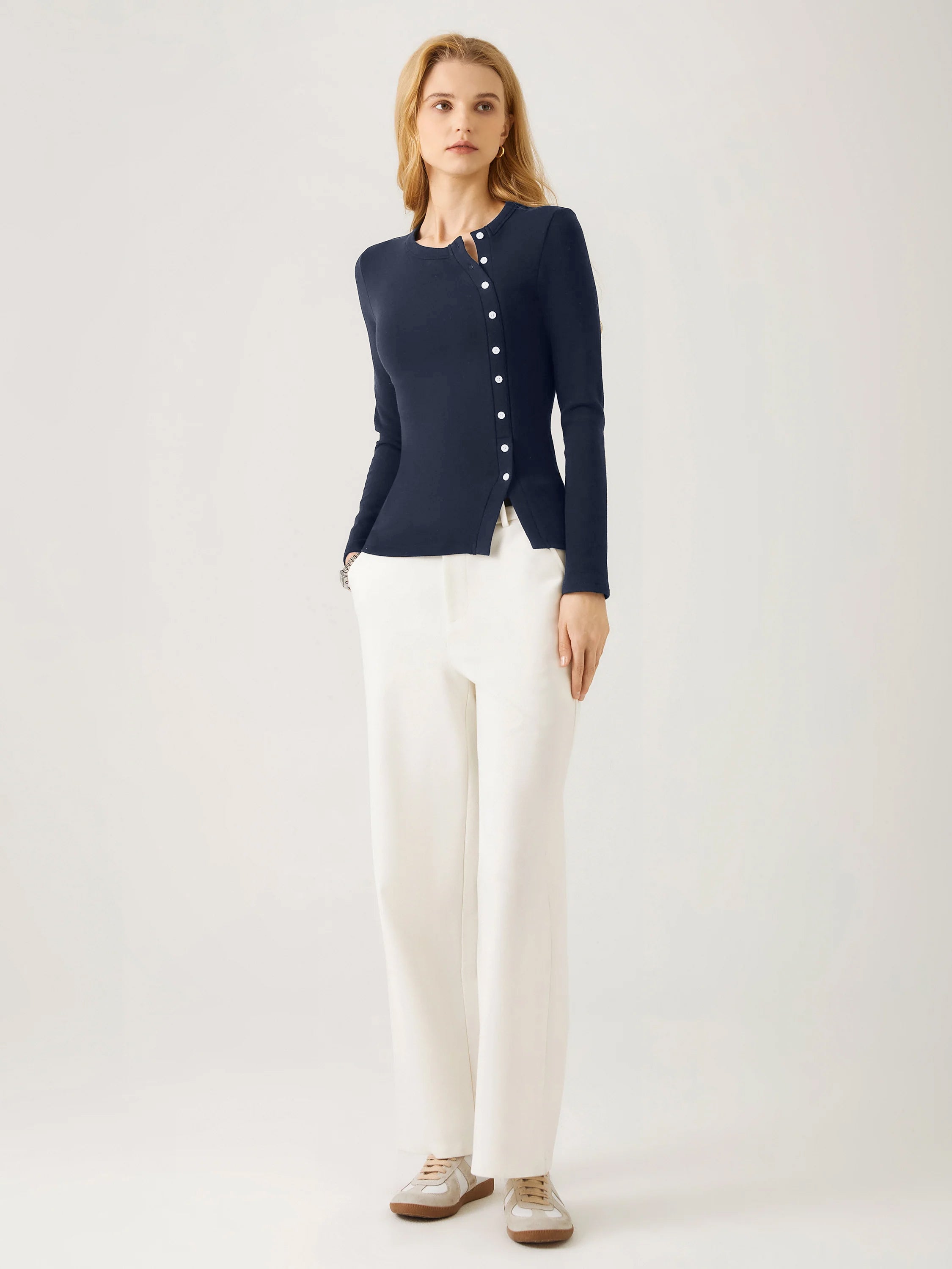 Top à Patte Asymétrique Eco-Mousse®2.0 Midnight Navy – Femmes > Hauts > Chemises&Hauts | FormaLuxe