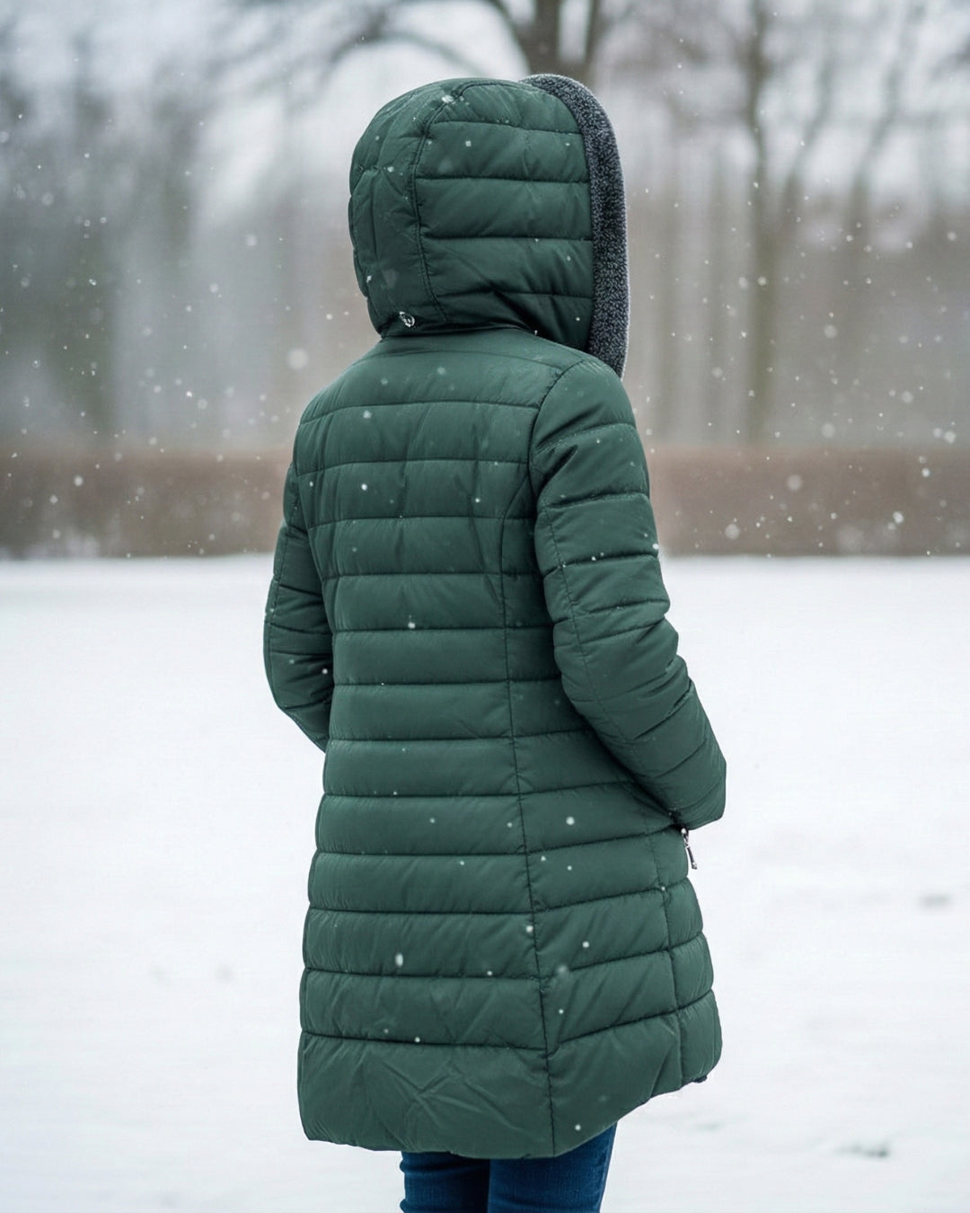 Julia - Fleece Lined Puffer Coat Dunkelgrün (Fast ausverkauft!) | FormaLuxe