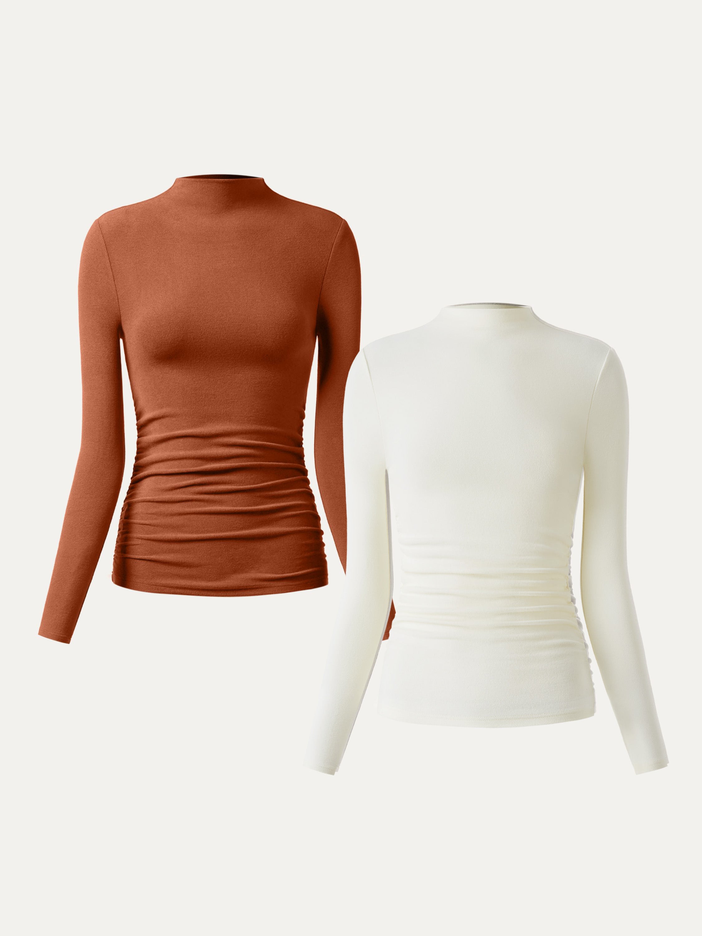 Top à col montant et côtés froncés Eco-Mousse® Off White – Femmes > Hauts > Chemises&Hauts | FormaLuxe