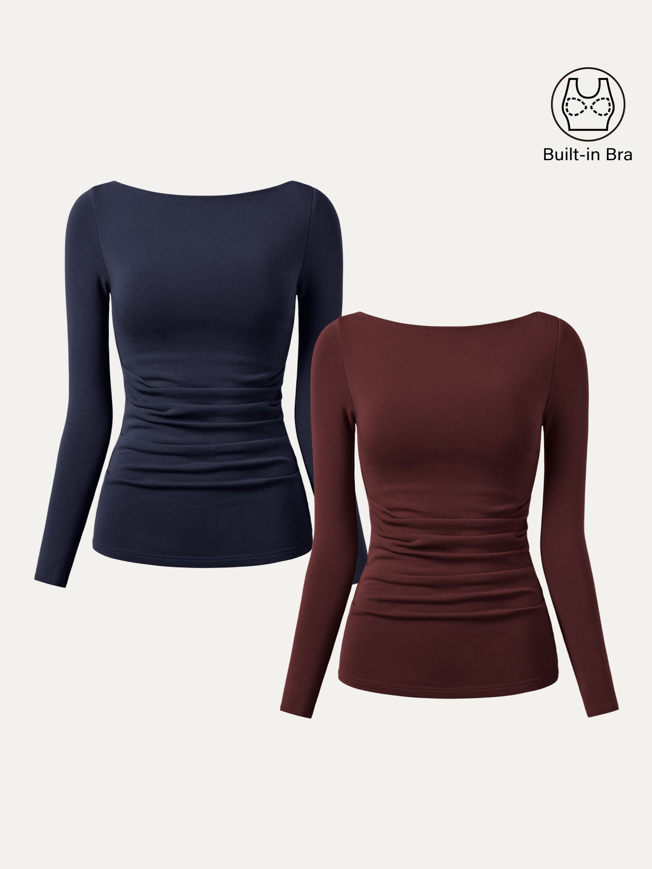 2Pcs Set Boatneck Tucks Brami Top Espresso/Midnight Navy – Women > Bundles&Sets > Bundles | FormaLuxe