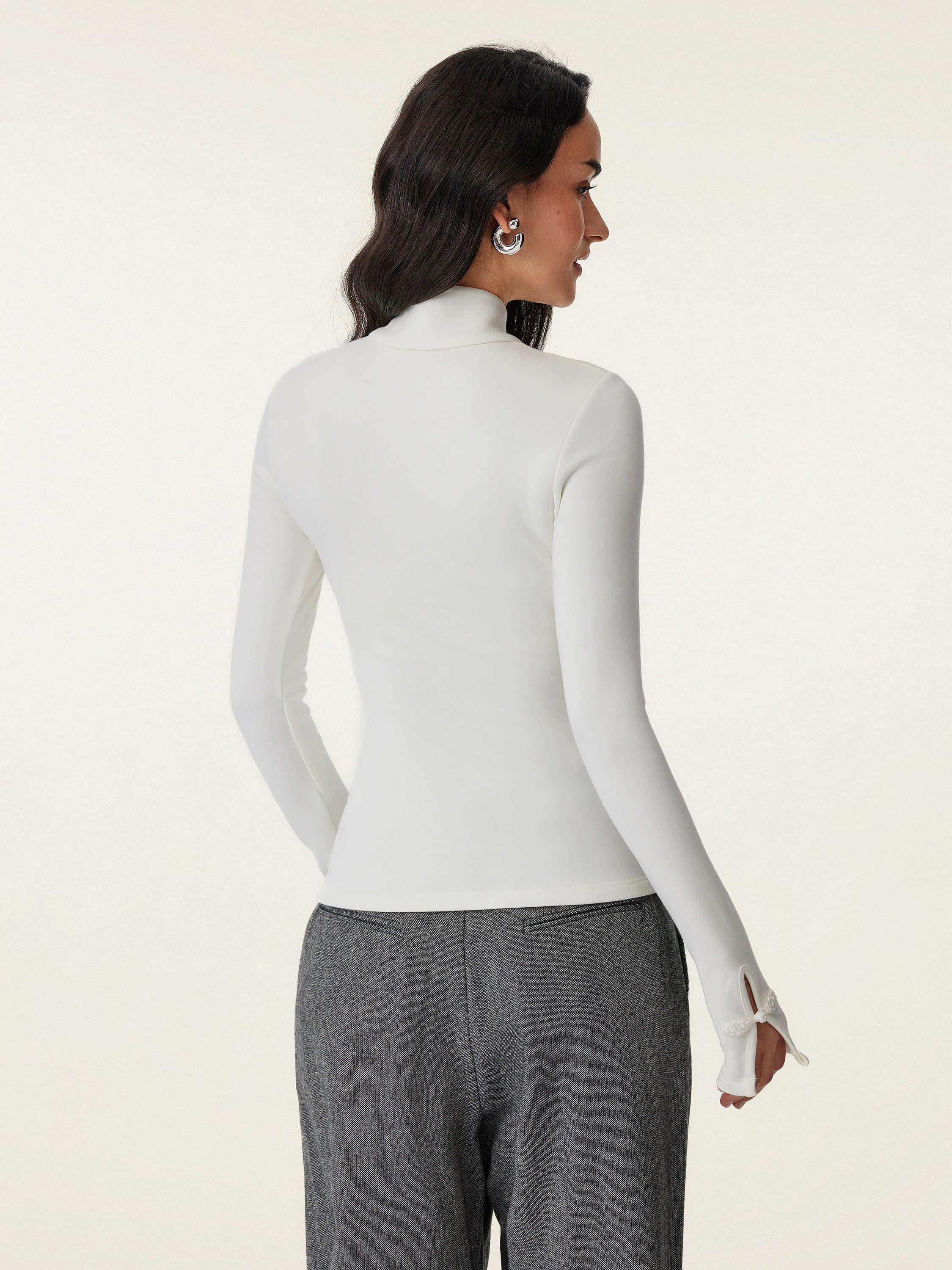 Mandarin Collar Frog Button Brami Top Limited Edition Off White – Women > Tops > Bra Tops | FormaLuxe