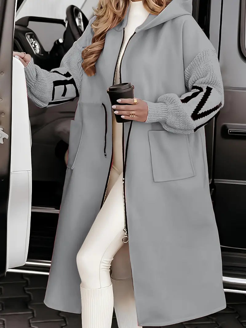 Rosana | Stylischer Kapuzen-Coatigan Beige | FormaLuxe