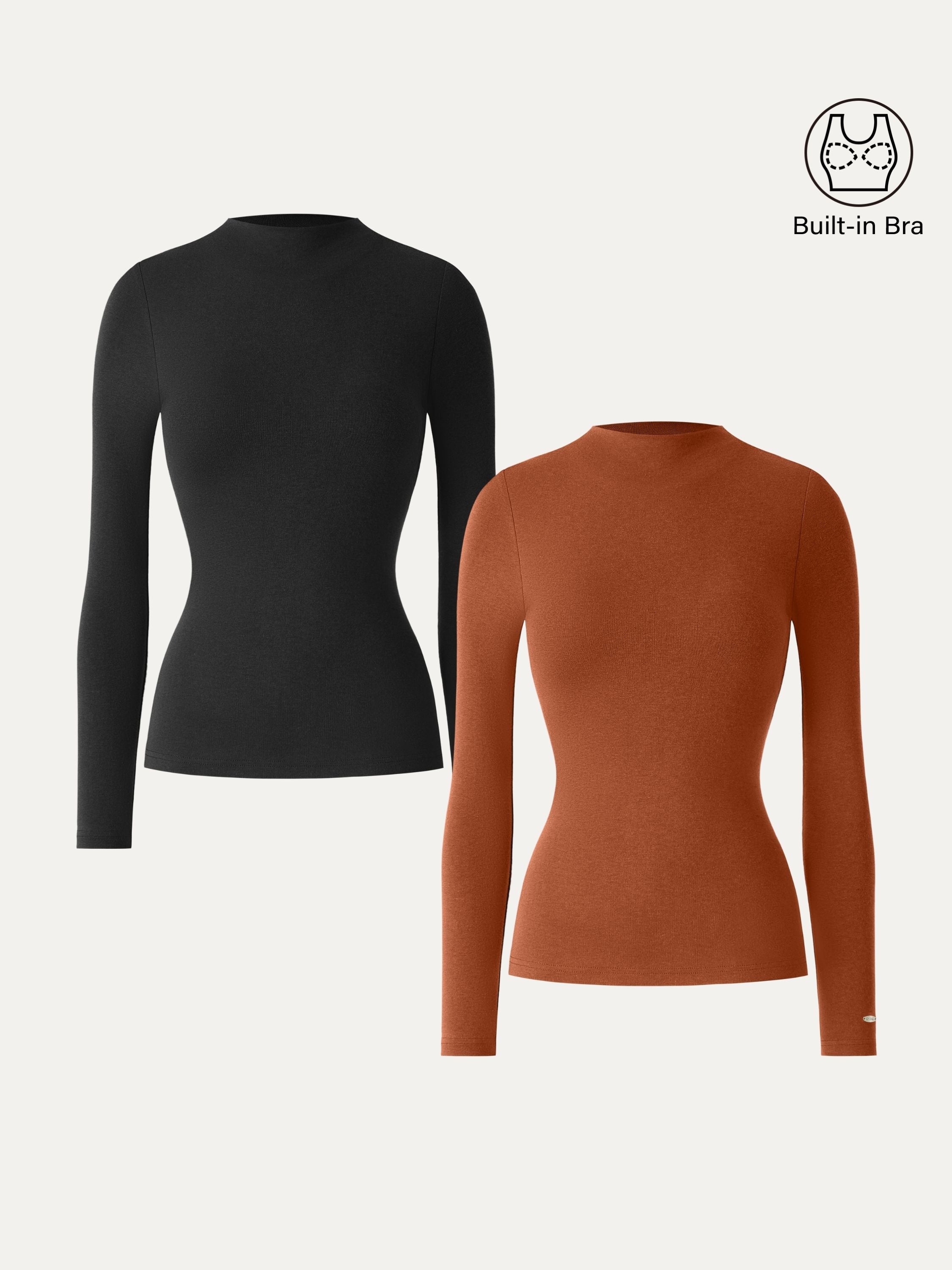 LiteWarm Mockneck Long Sleeve Brami Forest Night – Women > Tops > Bra Tops | FormaLuxe