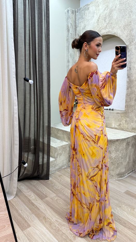 Carly | Elegantes Kleid mit V-Ausschnitt Yellow | FormaLuxe