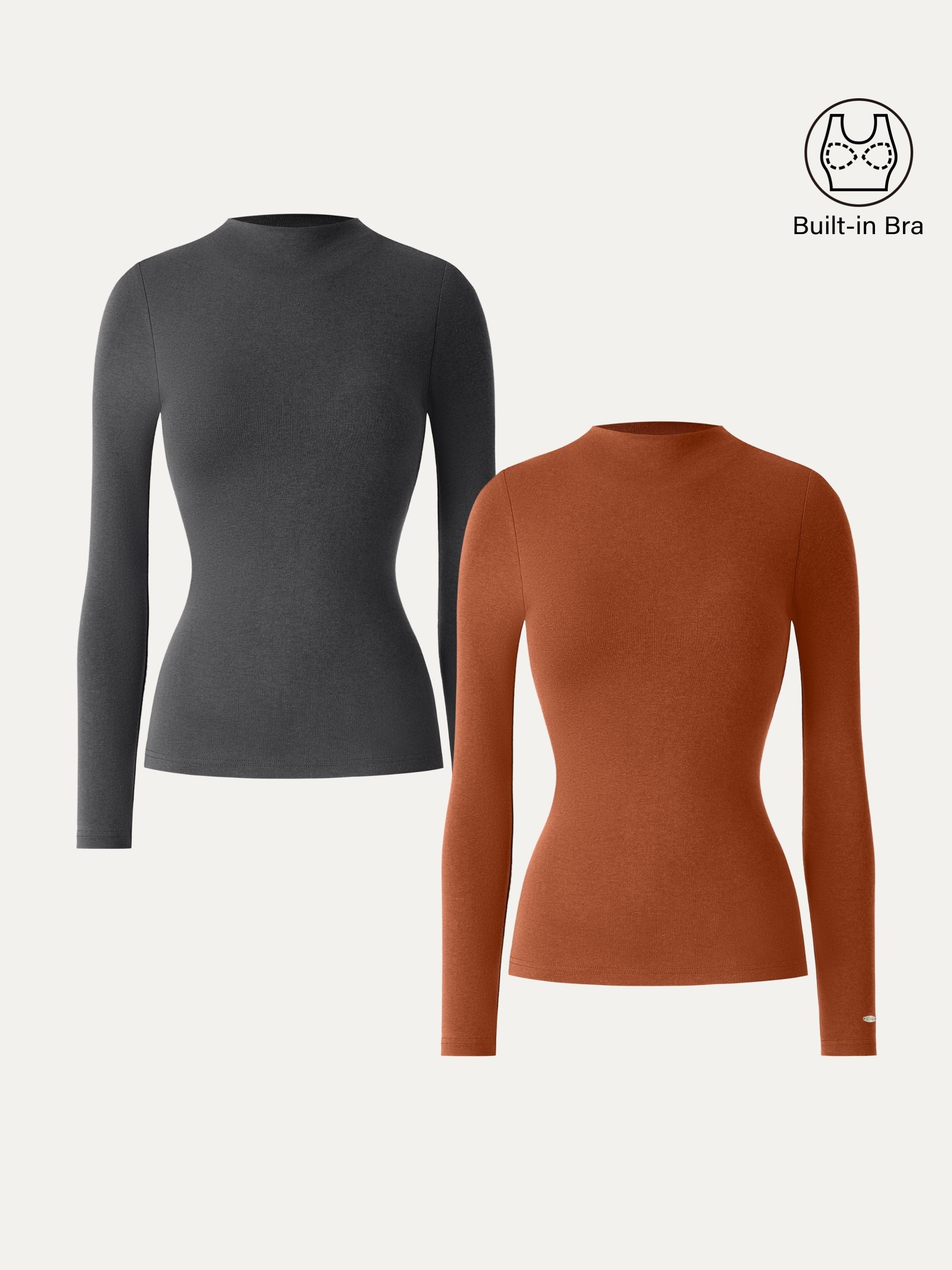 LiteWarm Mockneck Long Sleeve Brami Forest Night – Women > Tops > Bra Tops | FormaLuxe