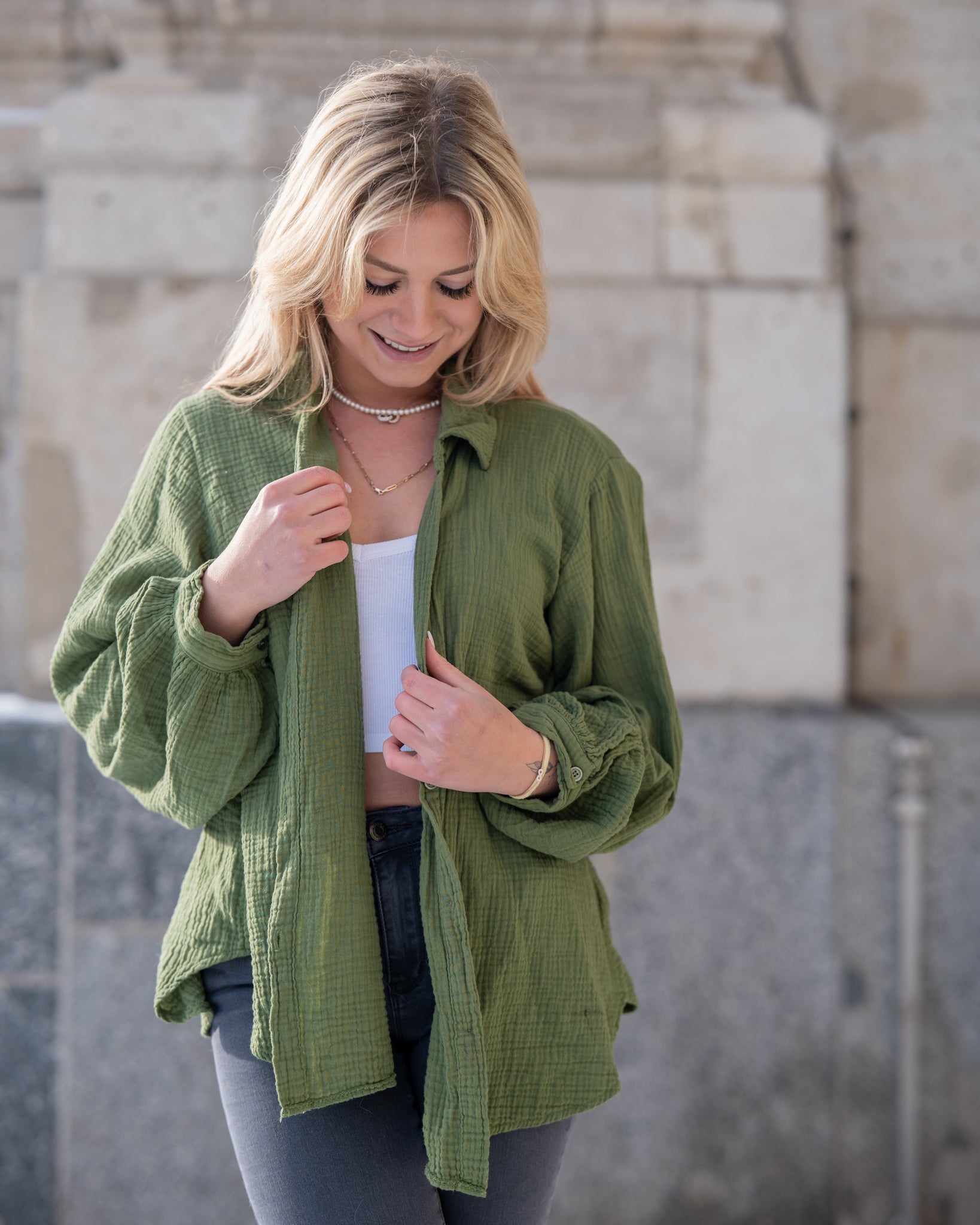 Musselin Bluse | Stella Weiß Rot – Oberteil | FormaLuxe