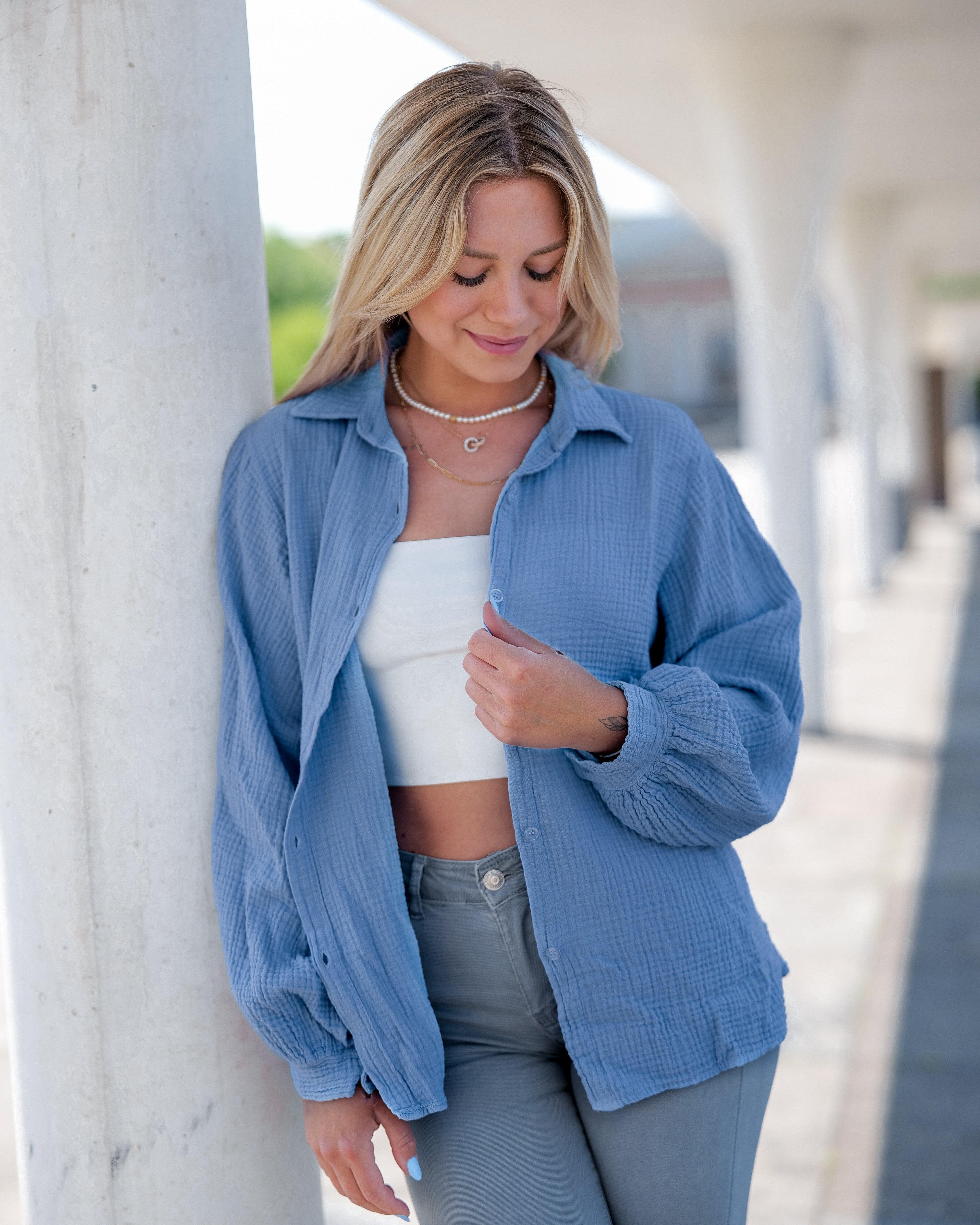 Musselin Bluse | Stella Weiß Rot – Oberteil | FormaLuxe