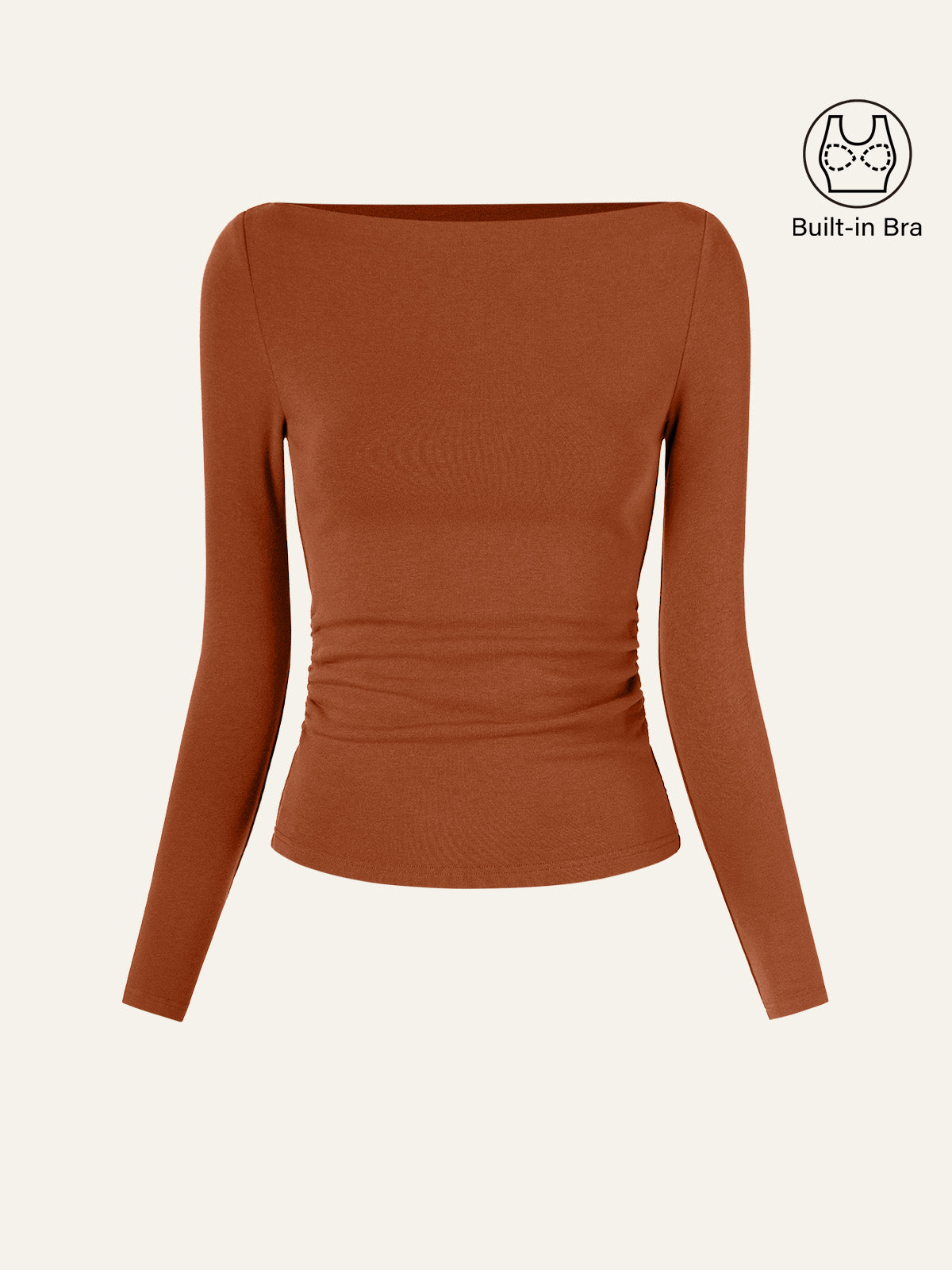 Modern Side Ruched Boatneck Brami Top Sea Glass – Women > Tops > Bra Tops | FormaLuxe