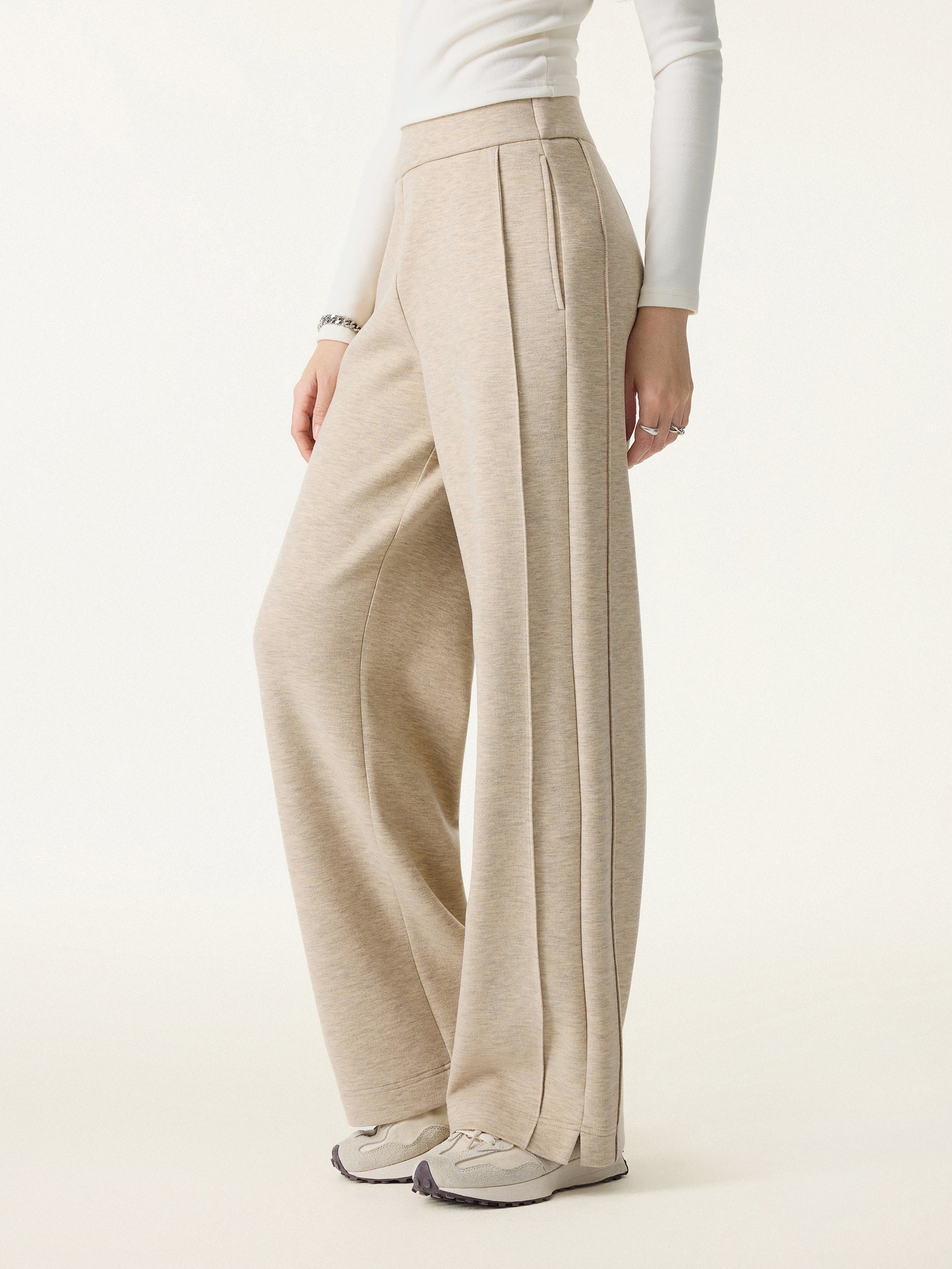 Cozy Warm High Rise Straight Leg Pull-On Pants Heather Morganite – Women > Bottoms > Pants | FormaLuxe