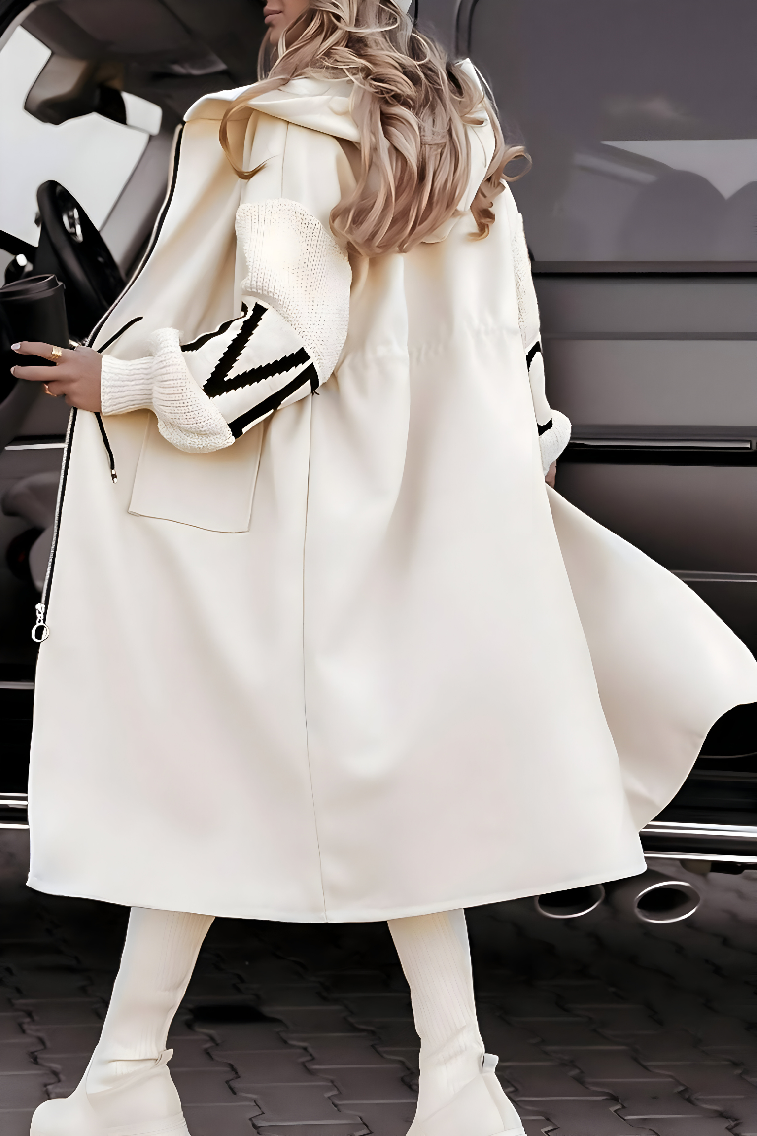 Rosana | Stylischer Kapuzen-Coatigan Beige | FormaLuxe
