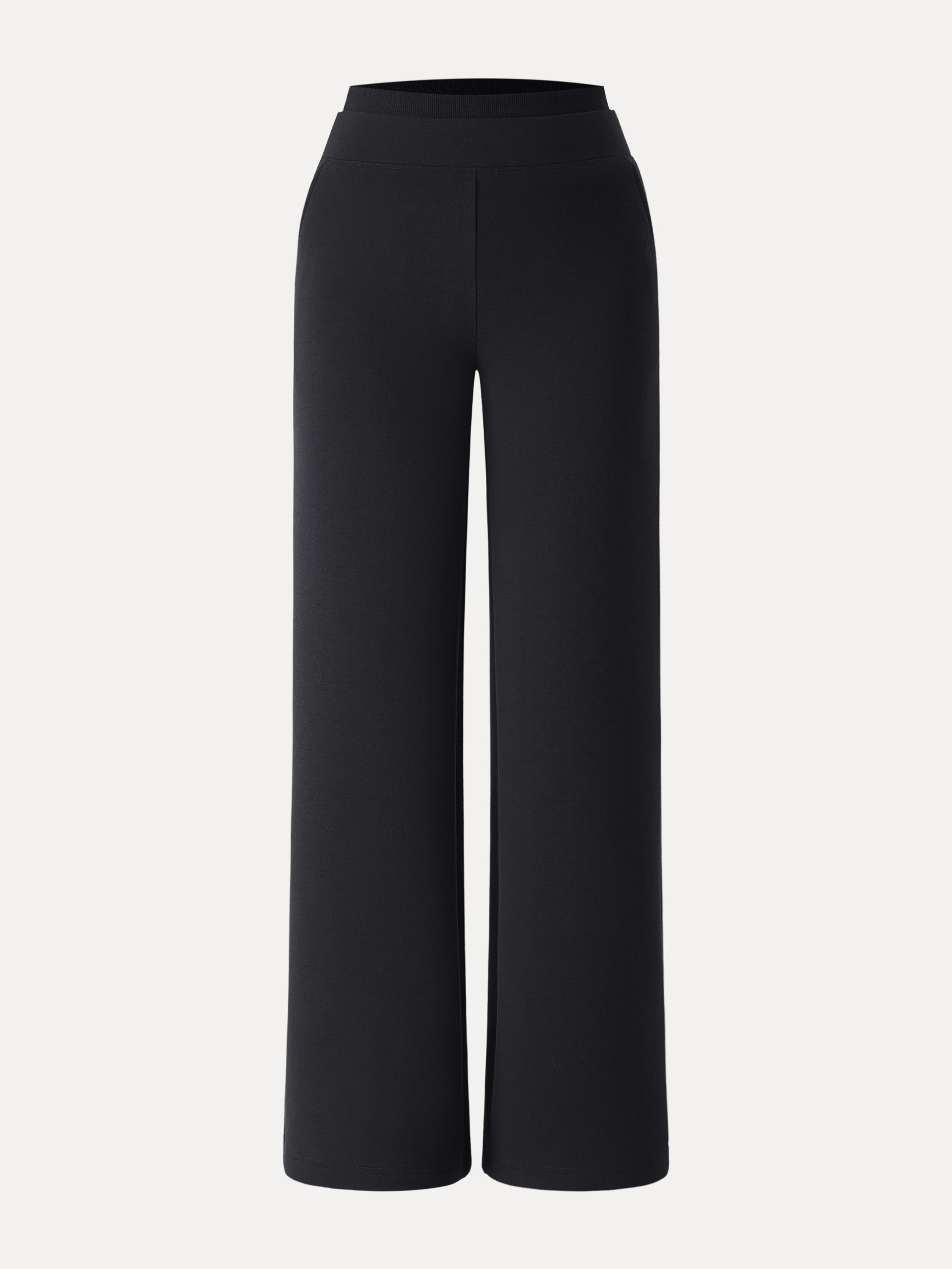 Double Waistband Straight Leg Pants with Pockets Heather Taupe – Women > Bottoms > Pants | FormaLuxe