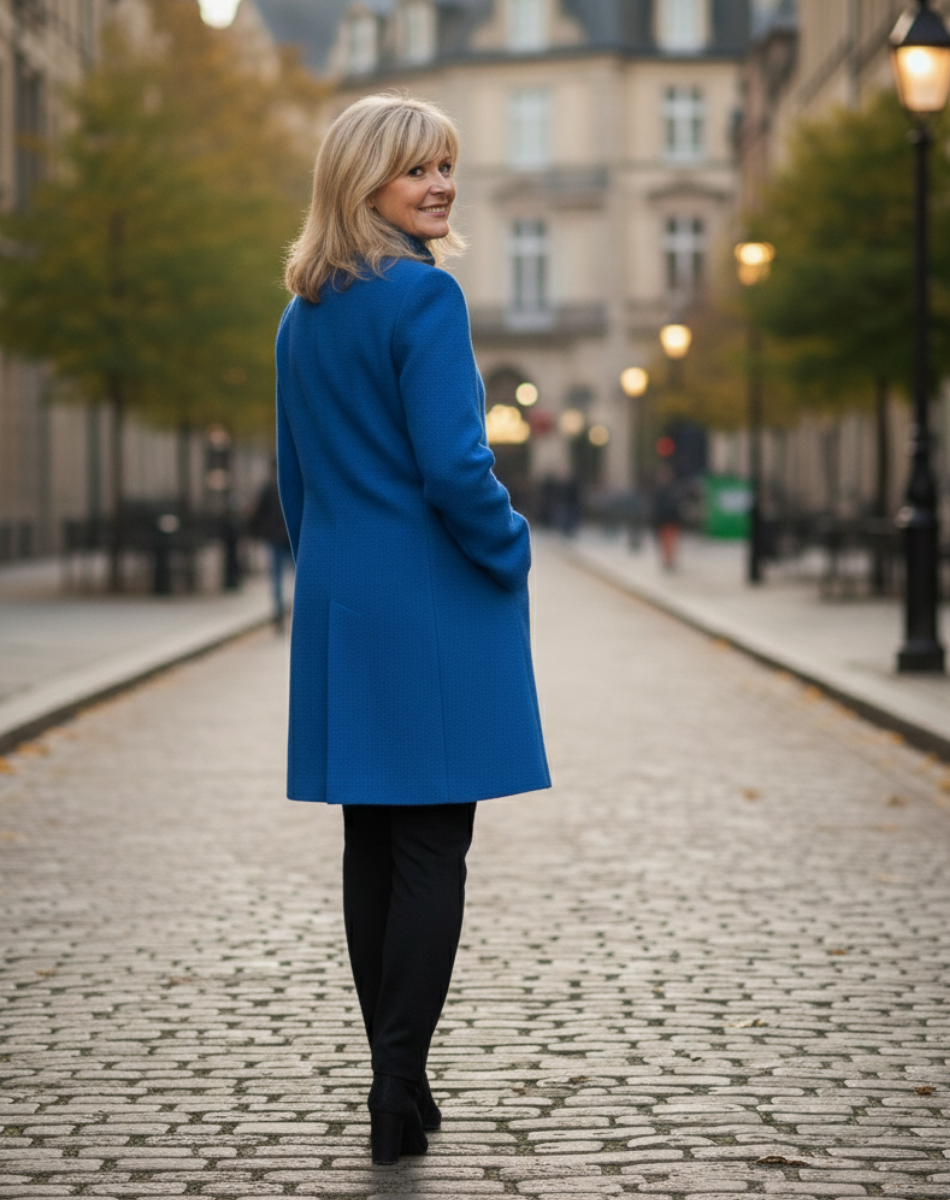 Harper Women’s Cold-Weather Blend Coat Blue (Almost sold out) | FormaLuxe