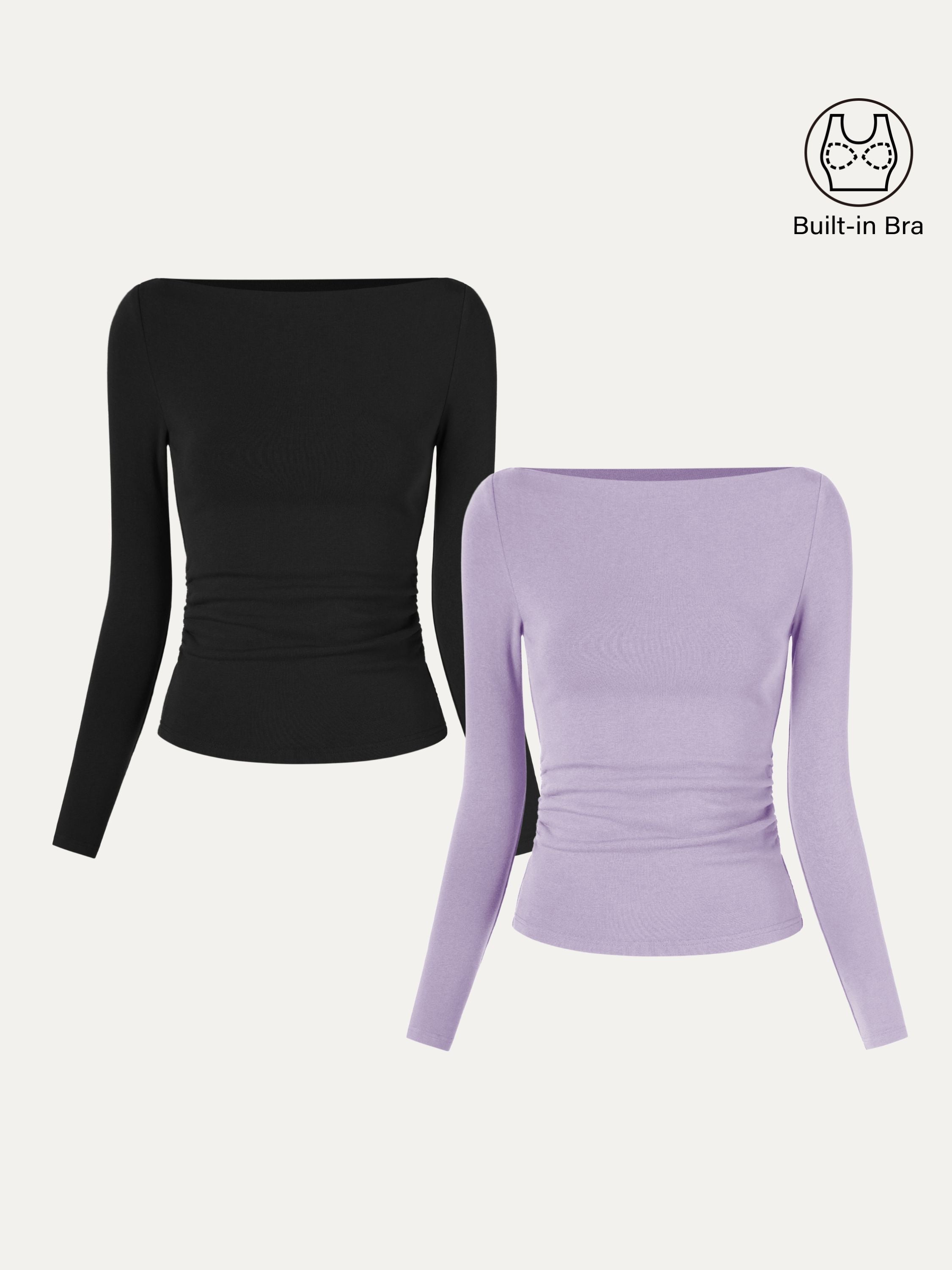 Modern Side Ruched Boatneck Brami Top Sea Glass – Women > Tops > Bra Tops | FormaLuxe