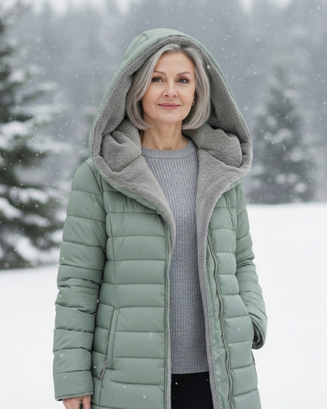 Julia - Fleece Lined Puffer Coat Dunkelgrün (Fast ausverkauft!) | FormaLuxe