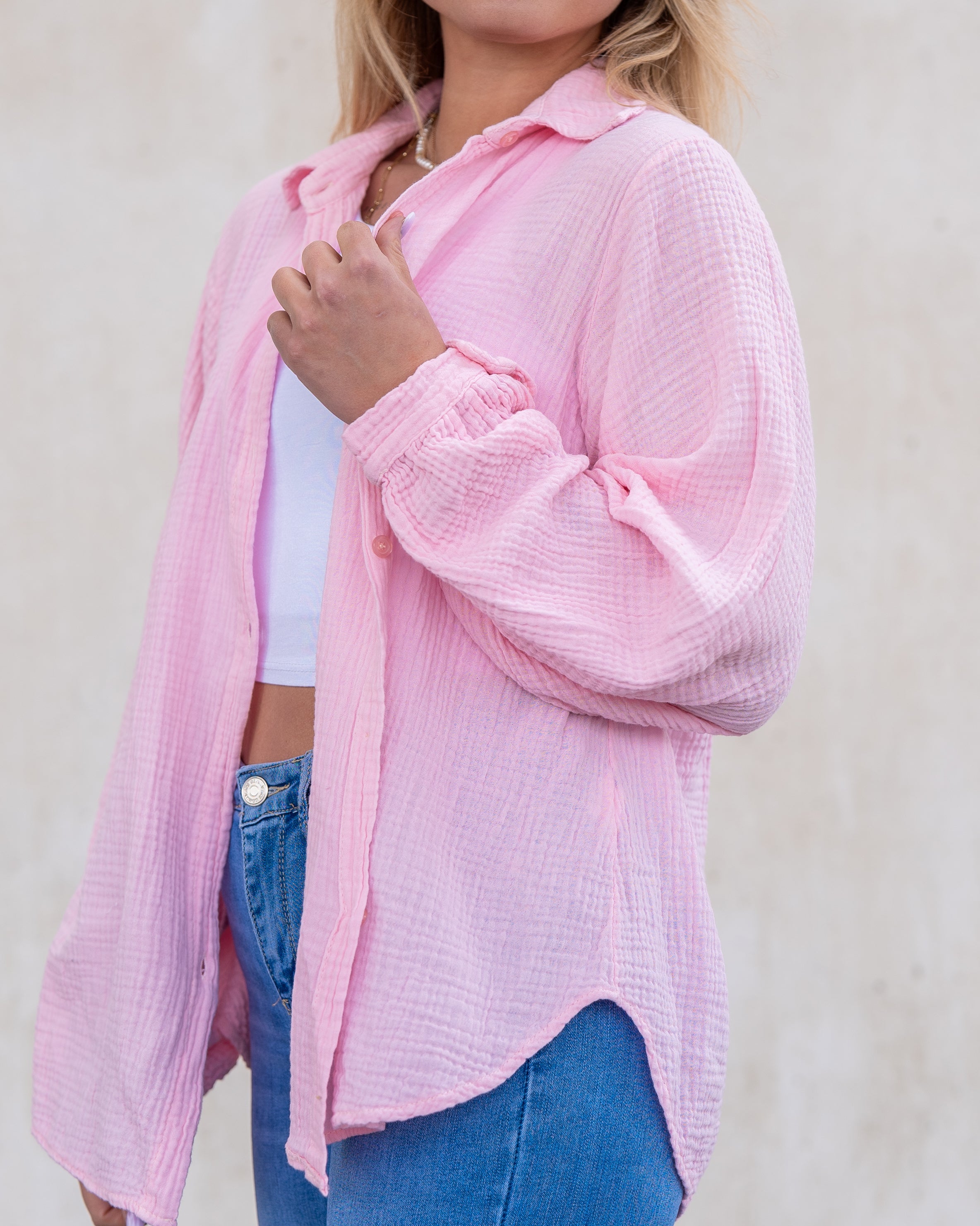 Musselin Bluse | Stella Weiß Rot – Oberteil | FormaLuxe